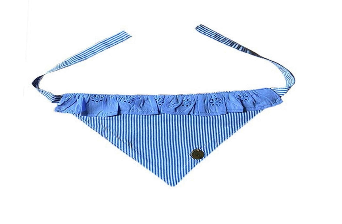 NUEVOS DOGGADIL Stripe Pattern Pet Bandana | Pet Triangle Frill Bib| Pet Scarf_ Blue