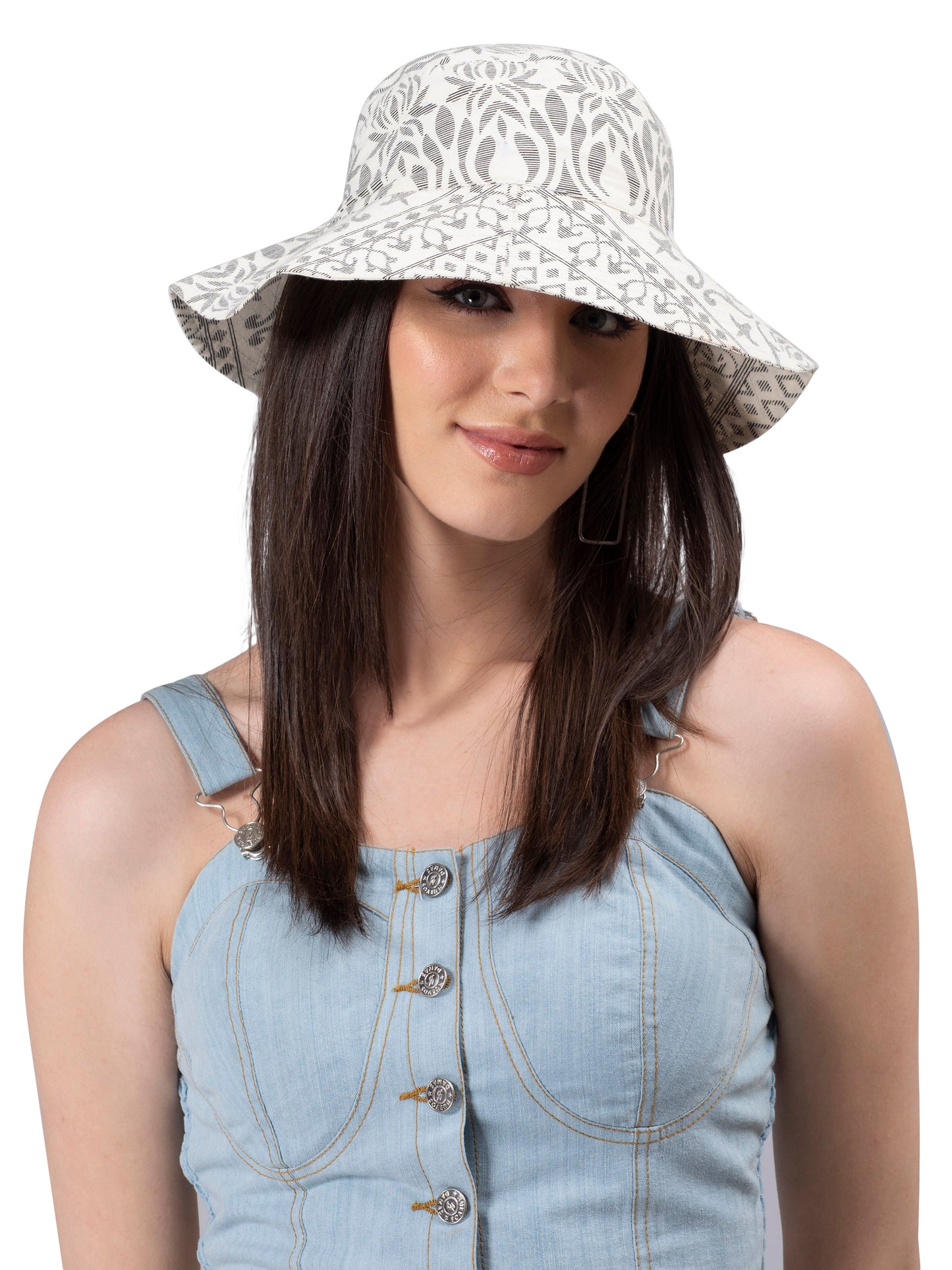 NUEVOSDAMAS Women Floral Printed Beige Sun Hat