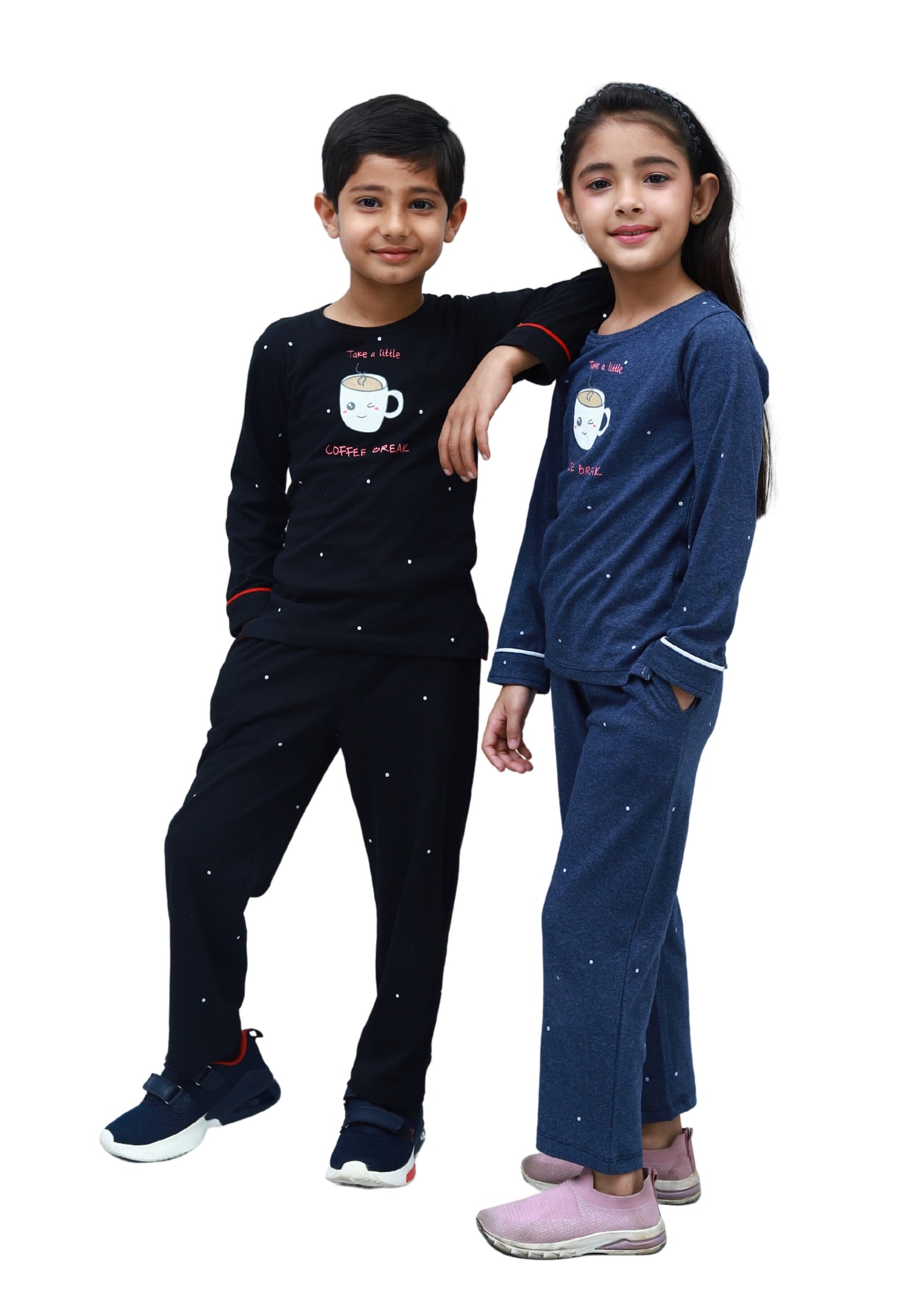 NUEVOSKIDDOS Kids Printed Blue&Black Cotton Jersey Commbo Night Suit