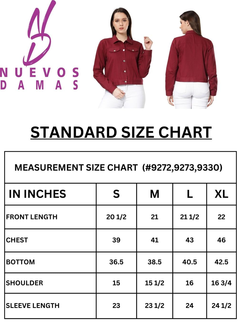 NUEVOSDAMAS Women Solid Maroon Cotton Denim Jacket