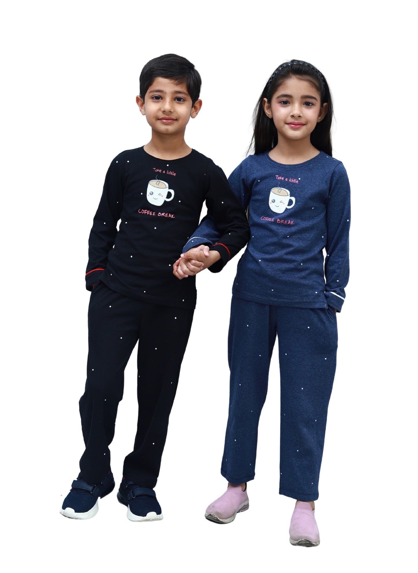 NUEVOSKIDDOS Kids Printed Blue&Black Cotton Jersey Commbo Night Suit