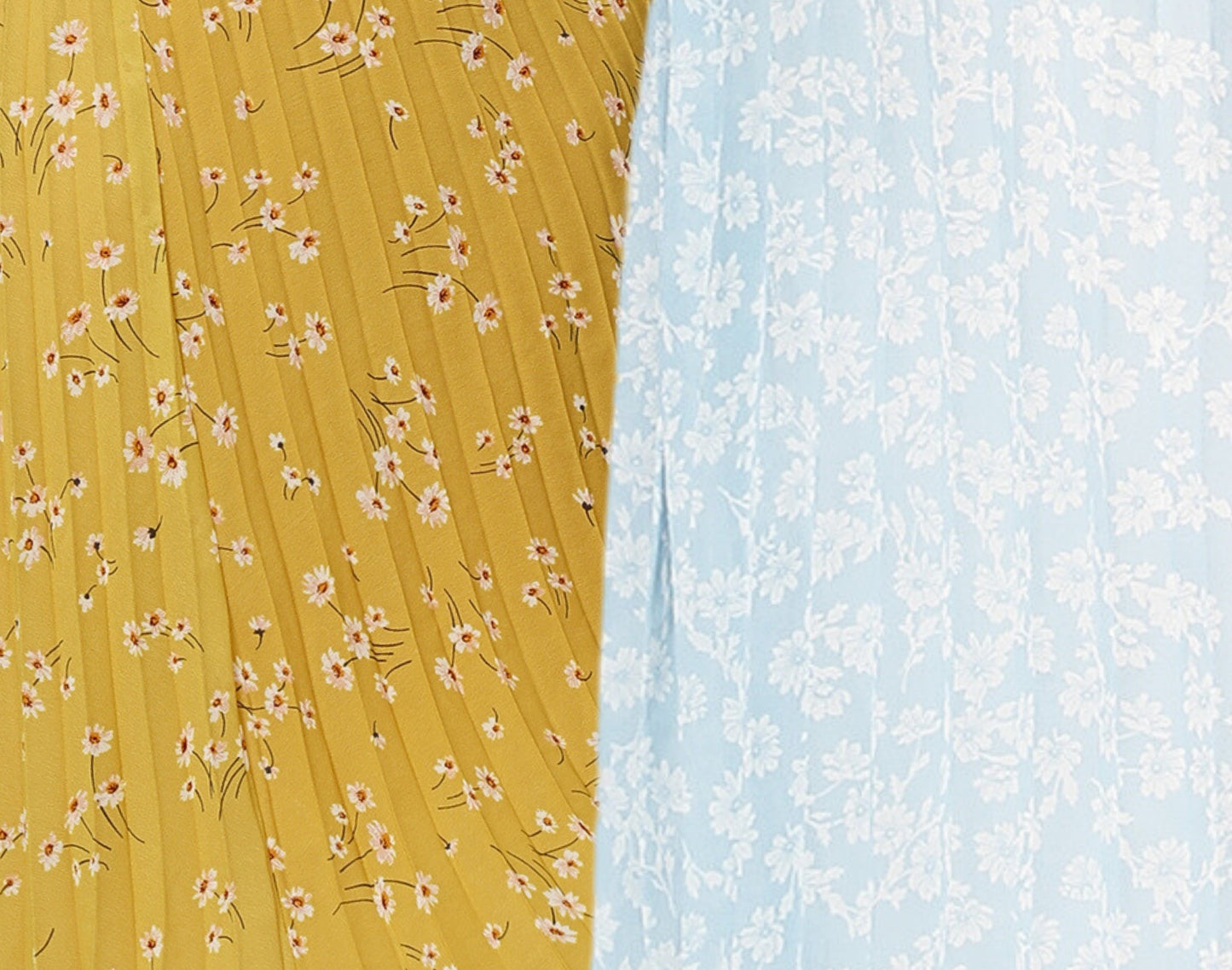 Women Georgette Floral Printed Skirts-Pack of Two-Yellow and Sky Blue