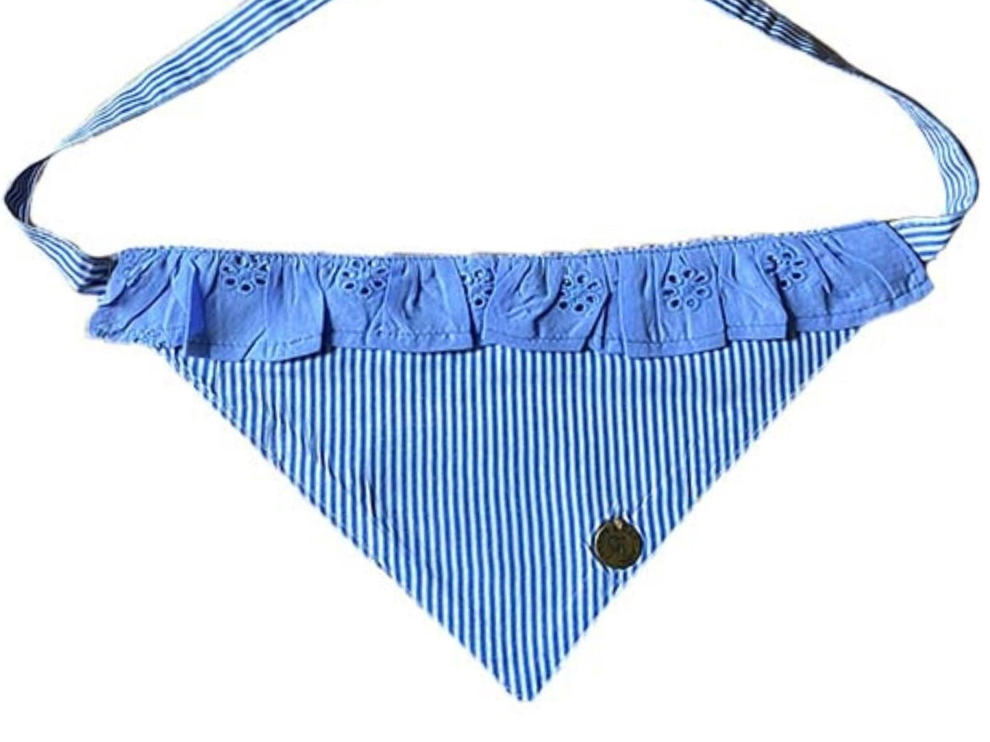 NUEVOS DOGGADIL Stripe Pattern Pet Bandana | Pet Triangle Frill Bib| Pet Scarf_ Blue