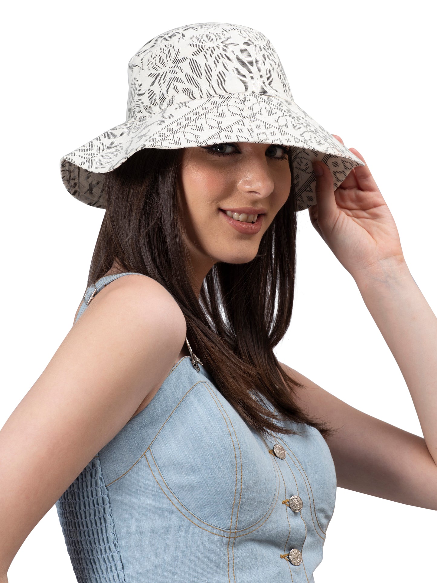 NUEVOSDAMAS Women Floral Printed Beige Sun Hat