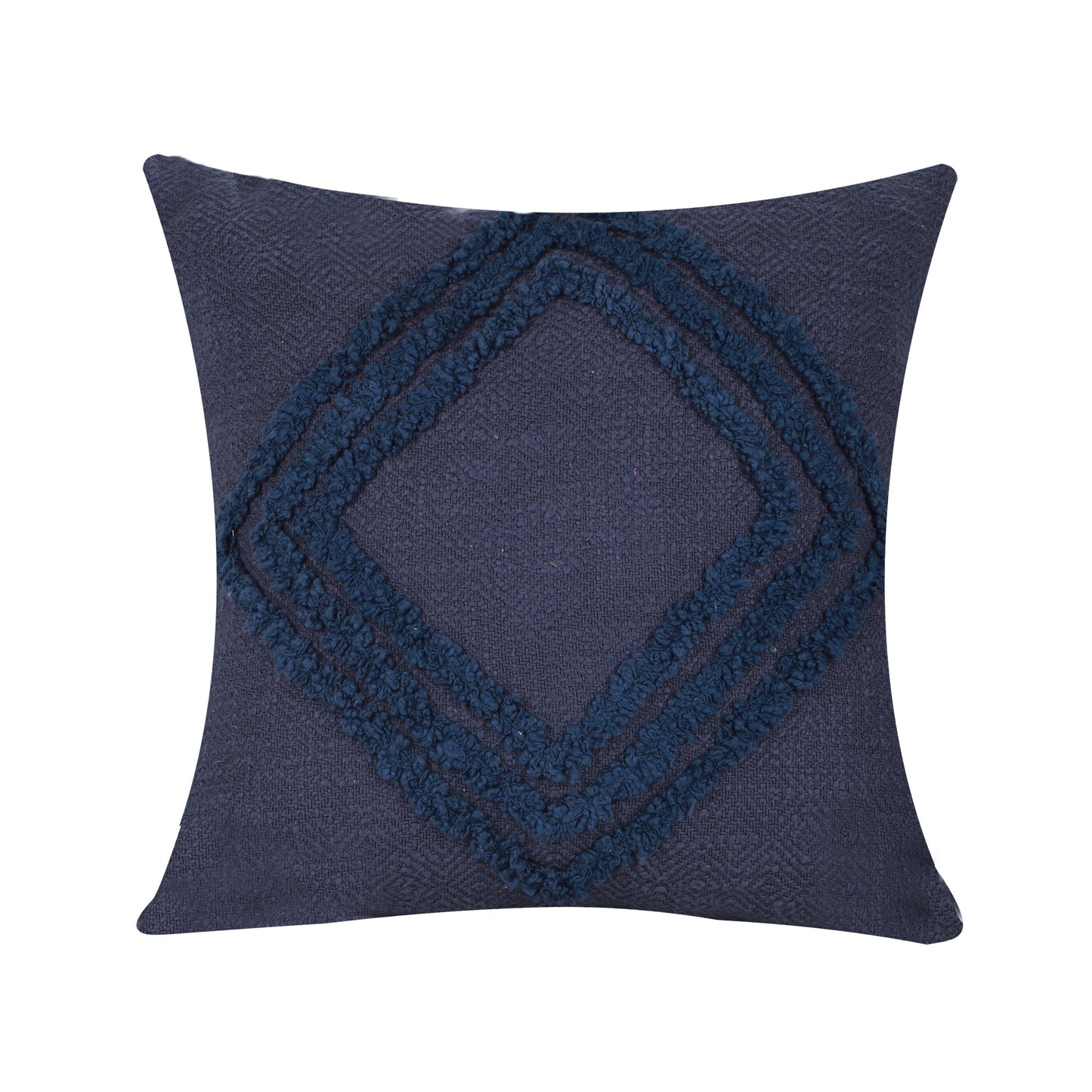 NUEVOSGHAR Tuffted Cushion Cover |Bohemian Cushion Cover| Tufted Boho Shaggy Square Cushion for Sofa/Bed/Chair | Handmade Cushion Cover | 18x18 Inch (Pack of 1 Piece)_Blue