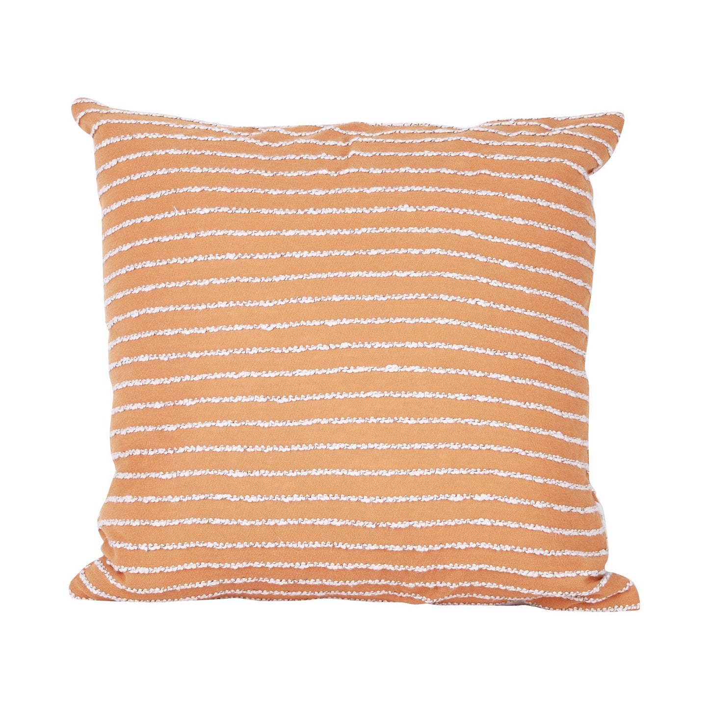 NUEVOSGHAR Inter Woven Vertical Stripe Cotton Jersey Cushion Cover | Home Décor Cushion Cover | Sofa Cushion Cover | Square Cushion Cover | Pack of 1 Piece_(18x18 inch)_Ivory/Mustard