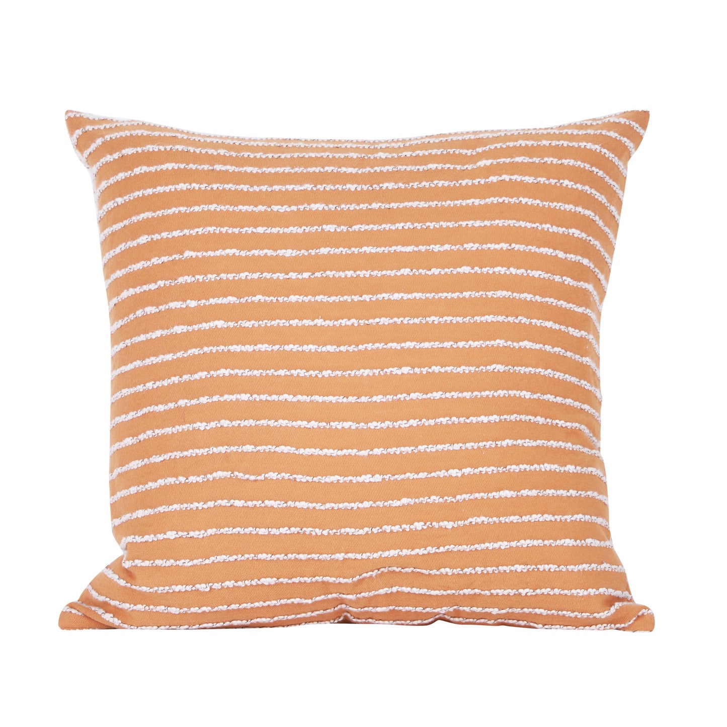 NUEVOSGHAR 100% Cotton Cushion Cover | Interwoven Horizontal Stripe Cushion Cover|Square Cushion for Bedroom,Living Room, Sofa, Office |Home Decorative Cushion | 18x18 Inch_ Ivory/Mustard