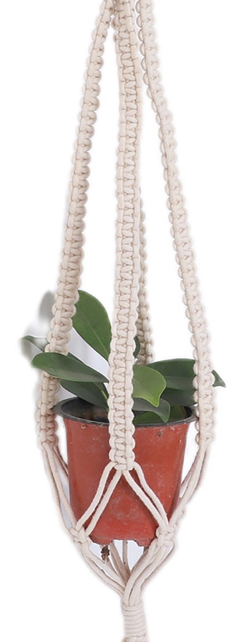 NUEVOSGHAR Macrame Plant Hanger| Boho 2 Teir Plant Holder| Hand Made Crochet Plant Holder|Indoor-Outdoor Wall Hanging Plant Holder| Beige-Maroon