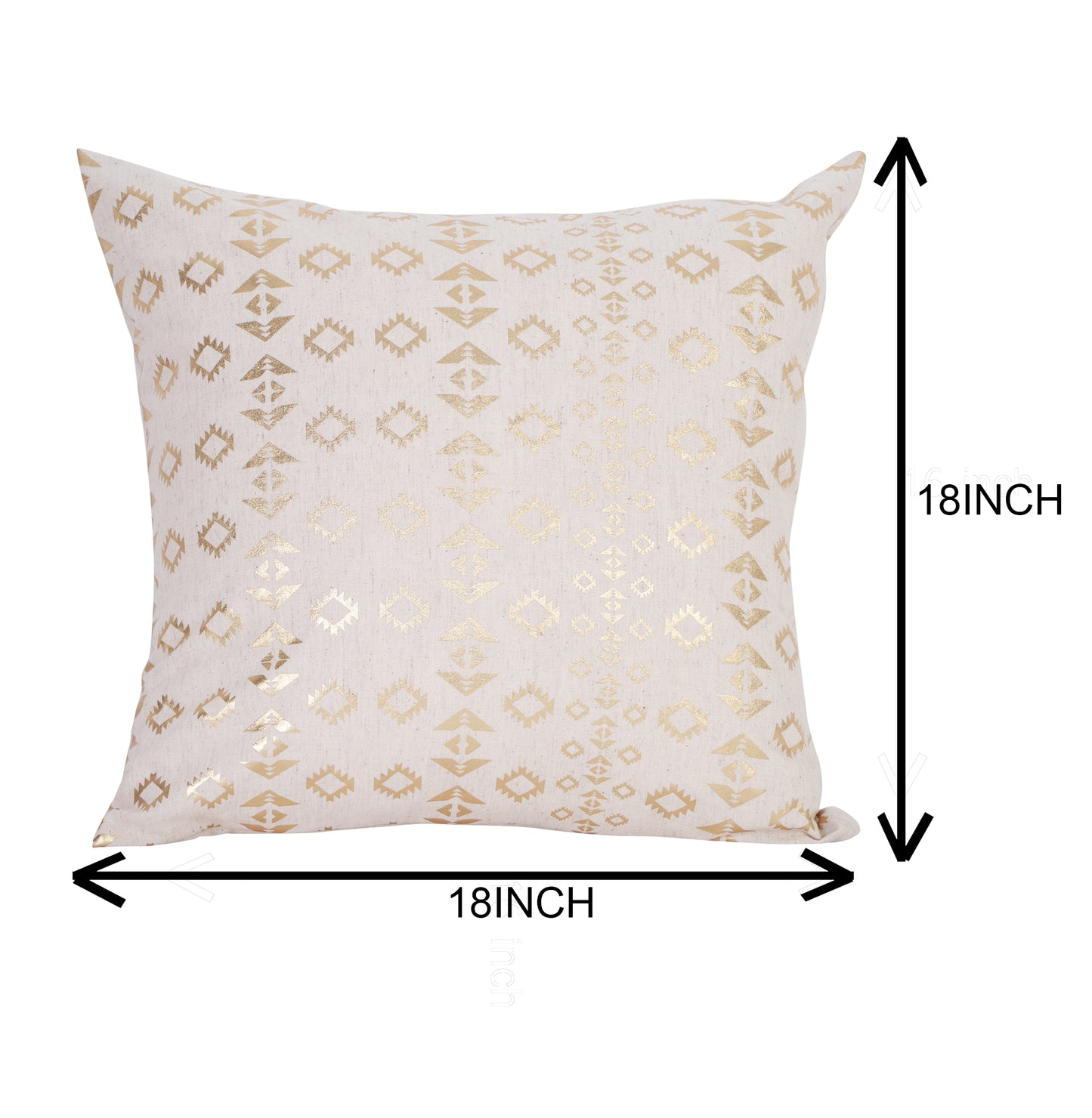 NUEVOSGHAR Cotton Printed Cushion Cover | Square Cushion Cover for Bedding/Sofa/Couch | Home Decorative Cushion Covers | Pack of 1 Piece | 18x18 Inch_Beige