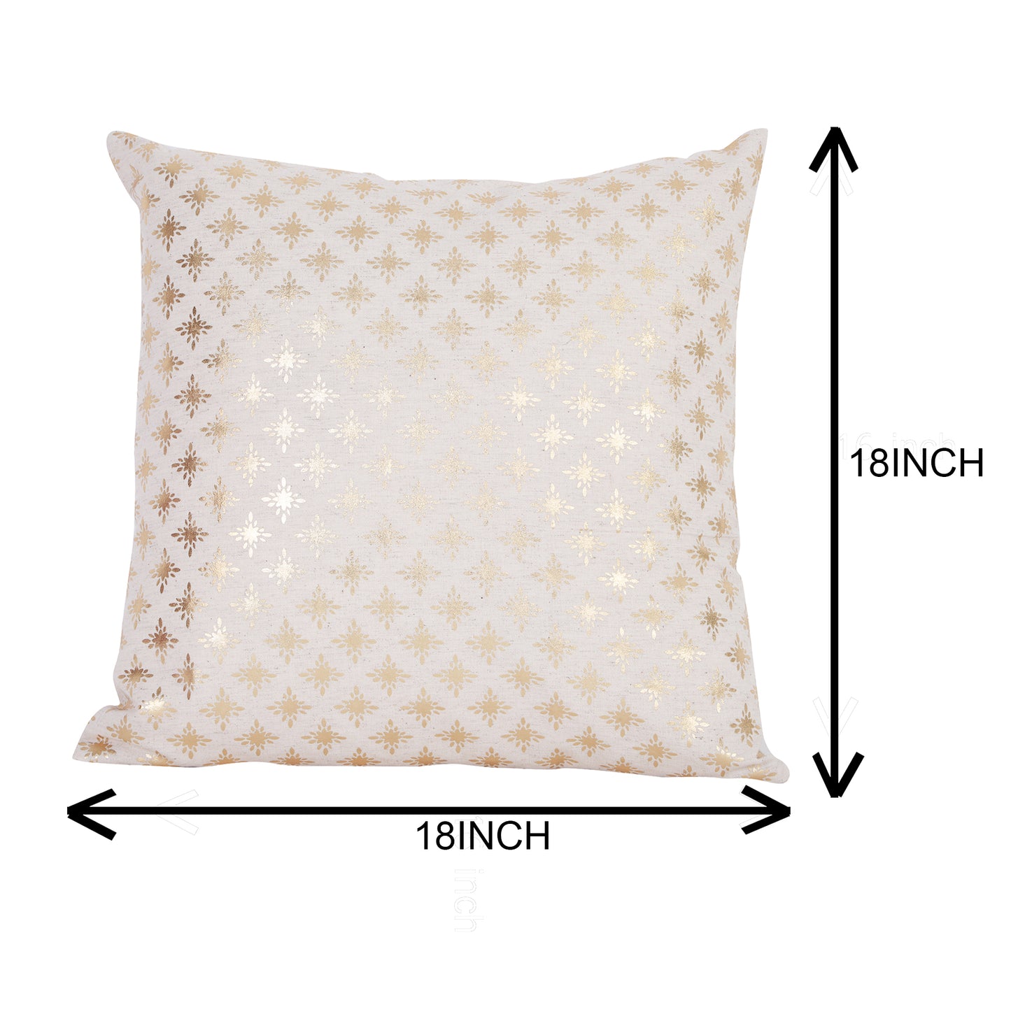 NUEVOSGHAR Pure Cotton Foil Printed Cushion Cover | Home Decor Cushion Cover For Sofa, Bed, Office | Star Print | 18x18 Inch _Ivory