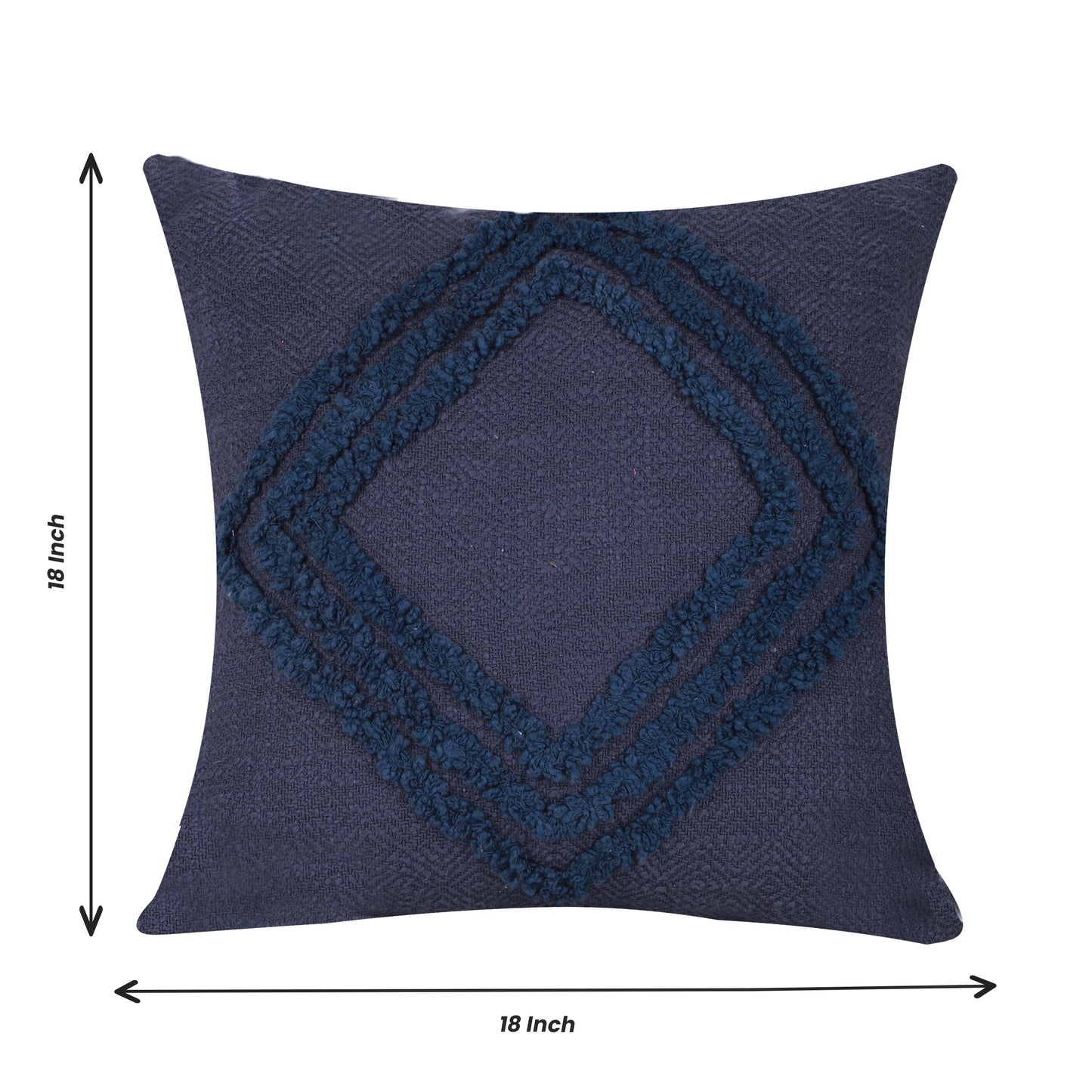 NUEVOSGHAR Tuffted Cushion Cover |Bohemian Cushion Cover| Tufted Boho Shaggy Square Cushion for Sofa/Bed/Chair | Handmade Cushion Cover | 18x18 Inch (Pack of 1 Piece)_Blue