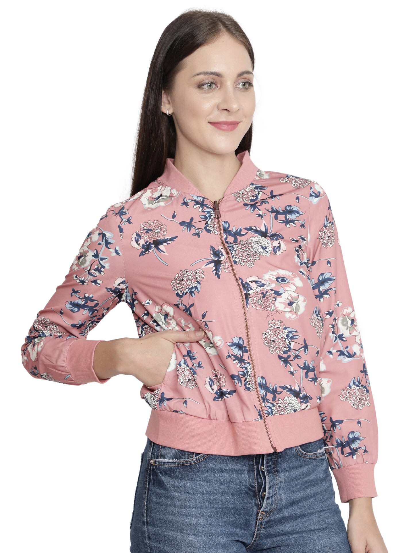 NUEVOSDAMAS Women Full Sleeve Polyester Printed Bomber Jacket
