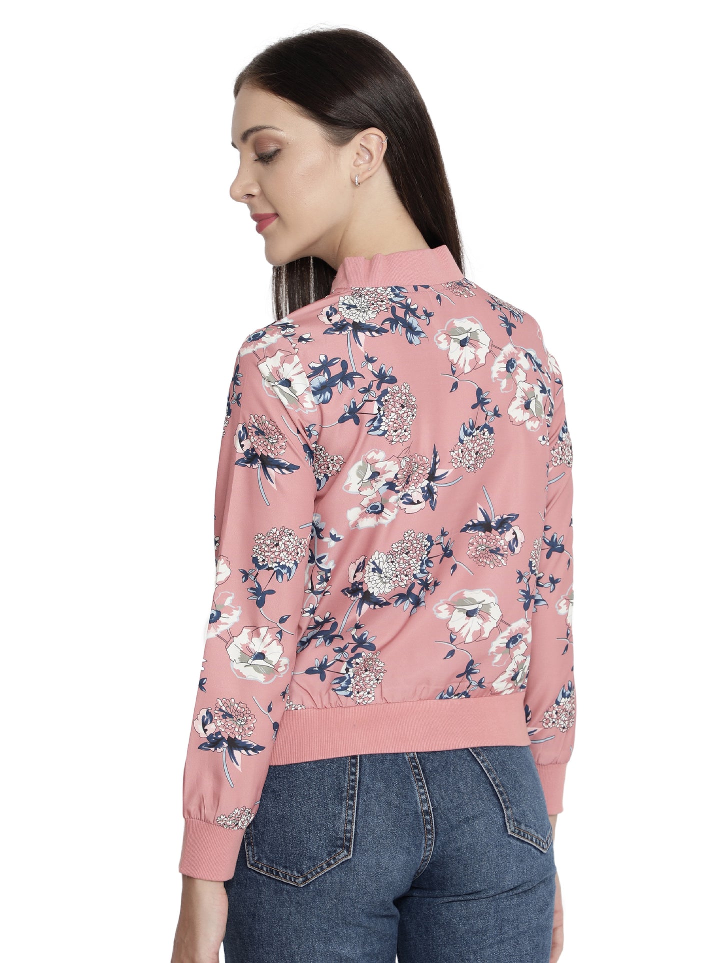 NUEVOSDAMAS Women Full Sleeve Polyester Printed Bomber Jacket