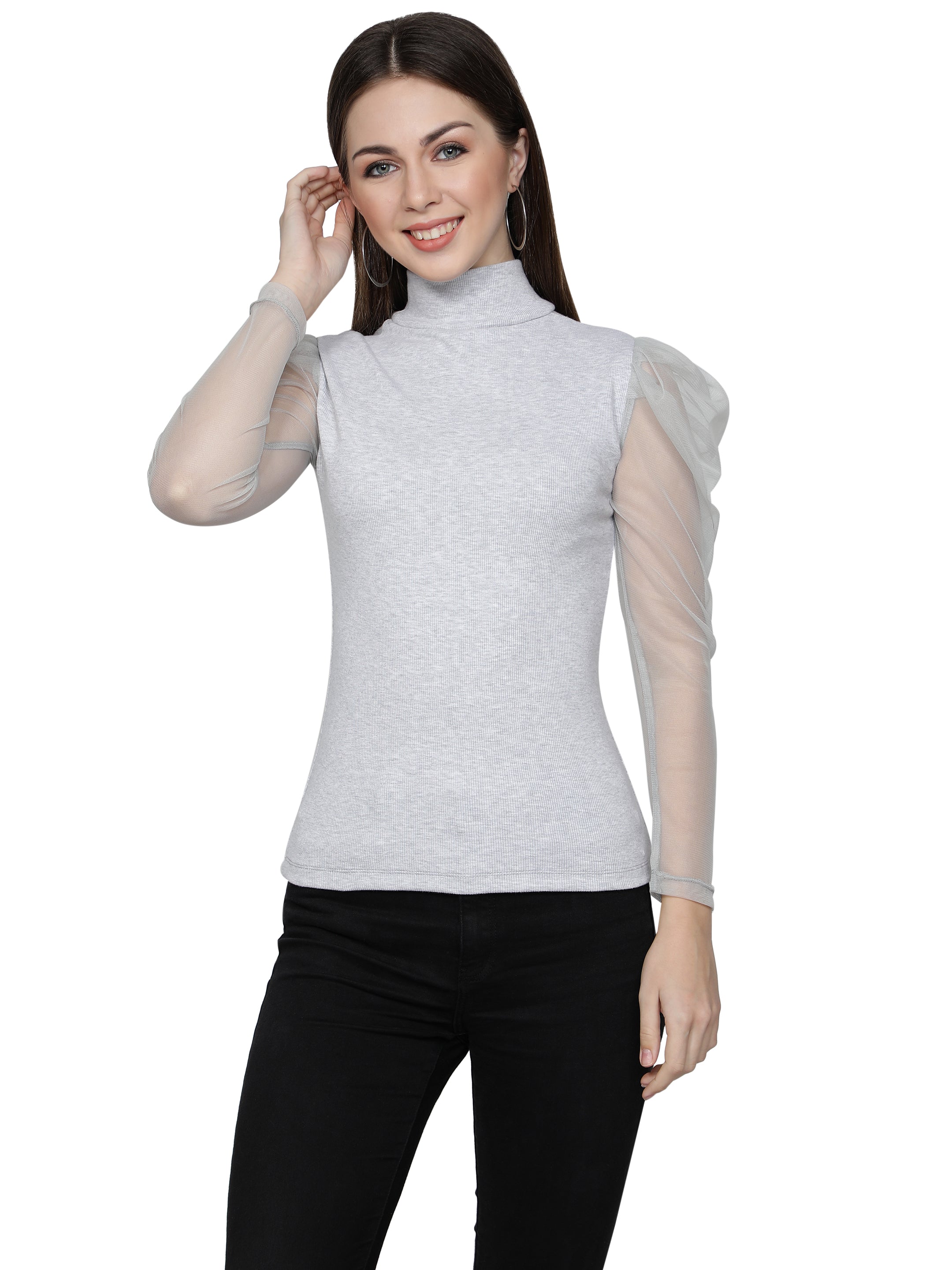 Roll up neck top sale