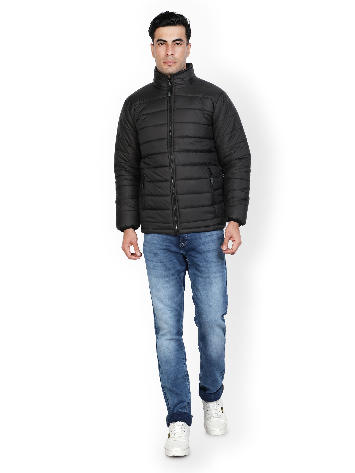 NUEVOSPORTA Men's Winter Solid Black Quilted Puffer jacket