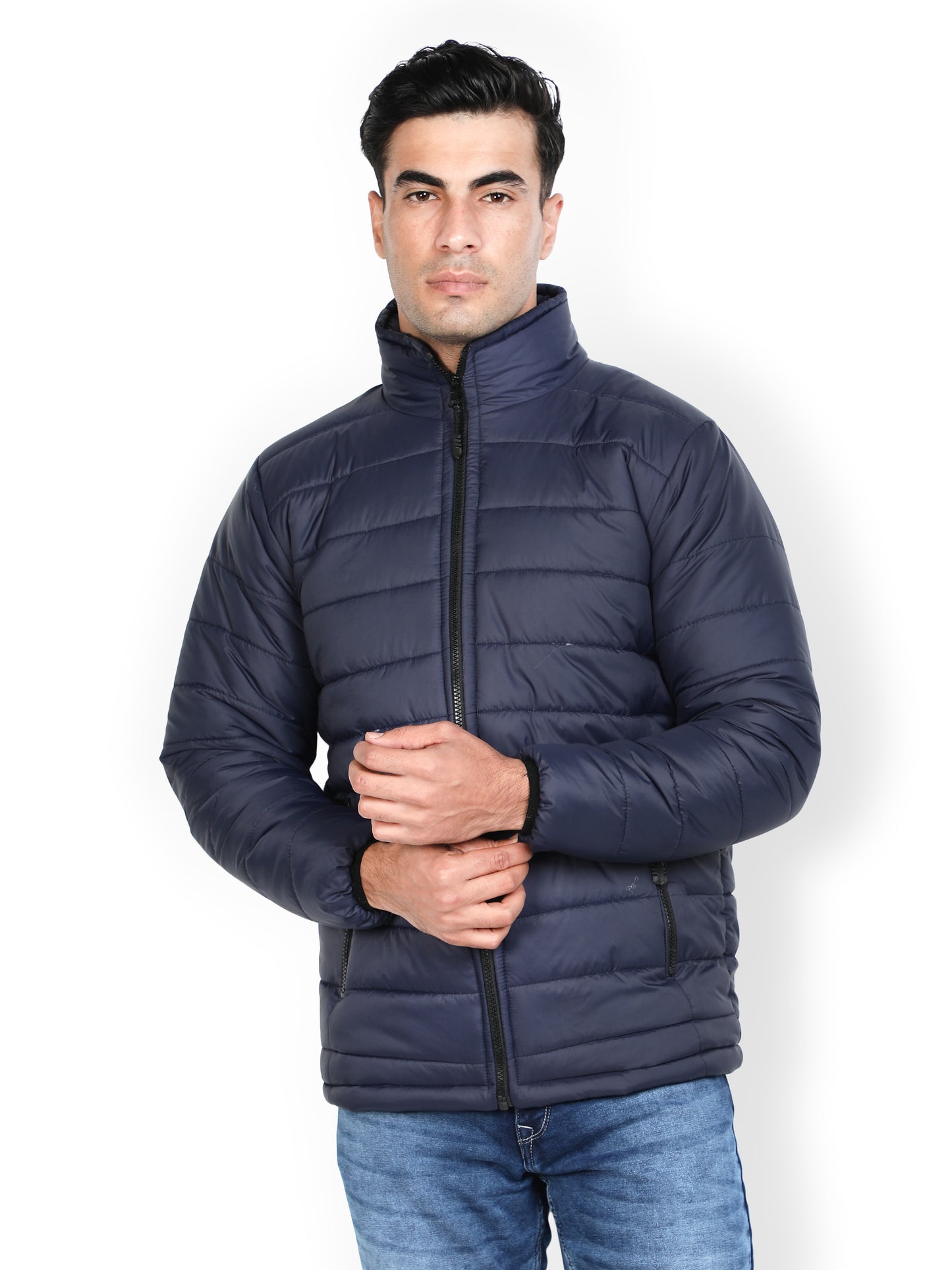 NUEVOSPORTA Men's Winter Solid Blue Quilted Puffer jacket