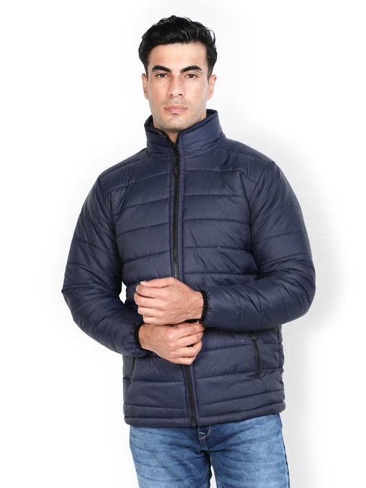 NUEVOSPORTA Men's Winter Solid Blue Quilted Puffer jacket