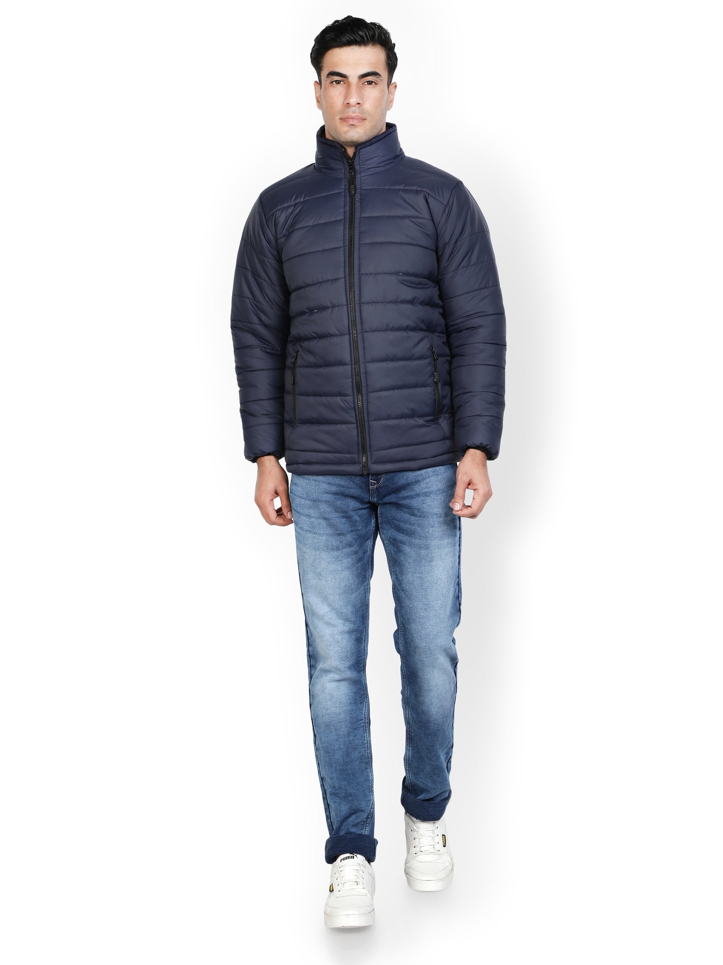 NUEVOSPORTA Men's Winter Solid Blue Quilted Puffer jacket