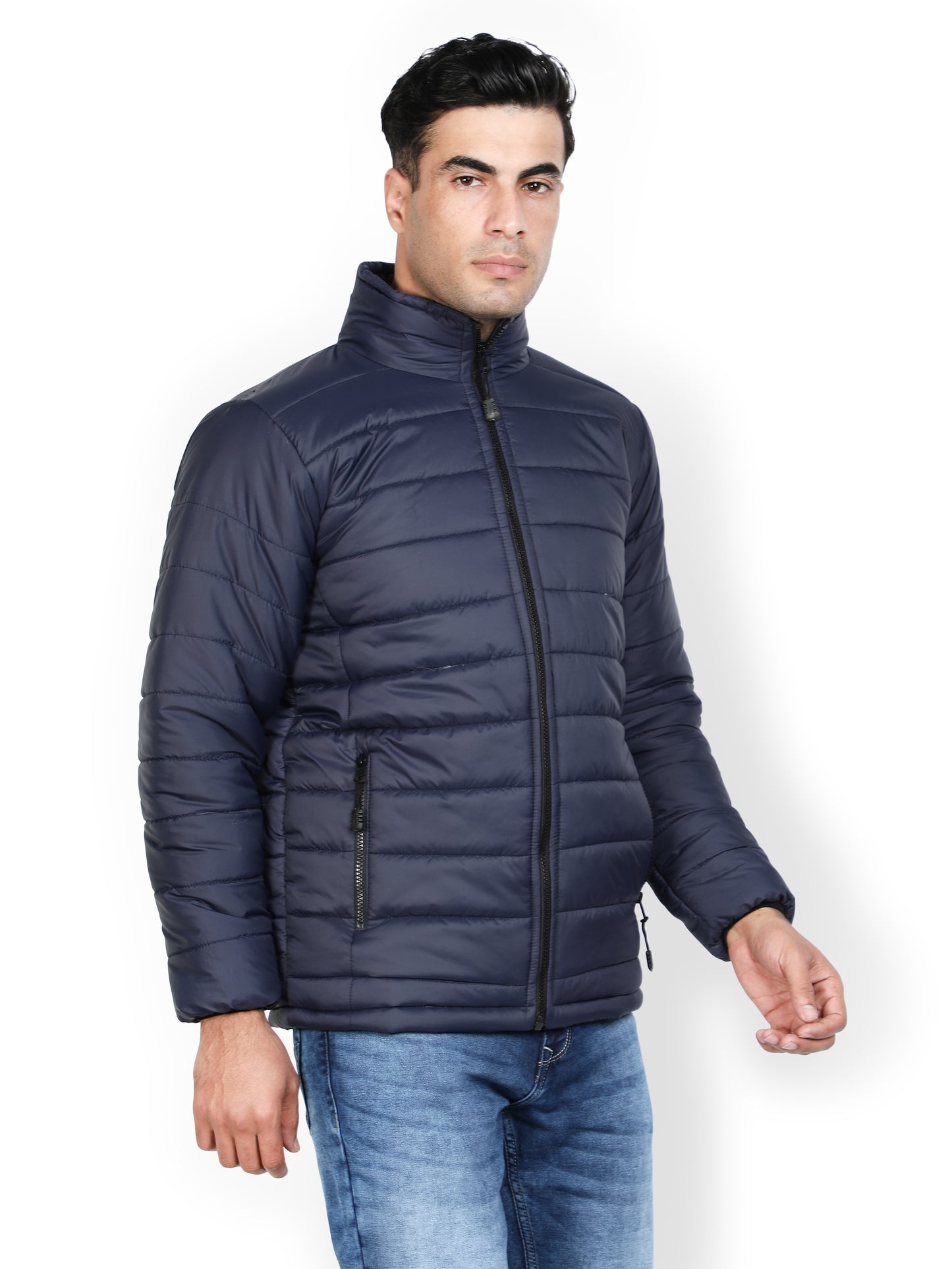 NUEVOSPORTA Men's Winter Solid Blue Quilted Puffer jacket