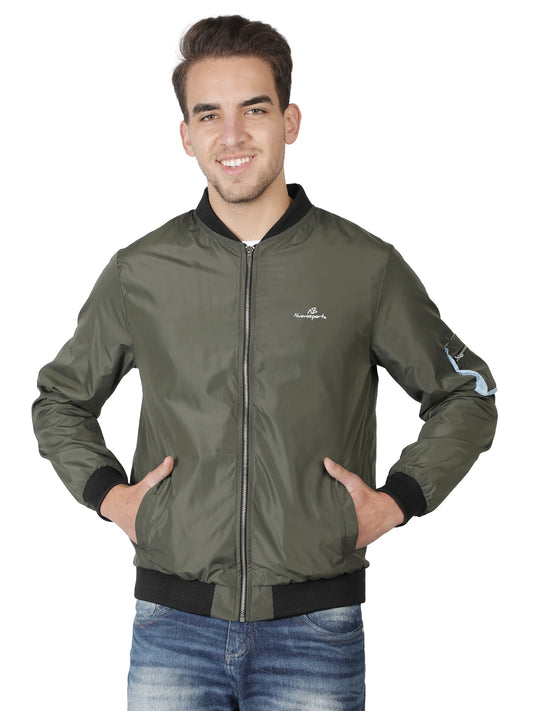 NUEVOSPORTA Men's Winter Solid Olive Windcheater jacket