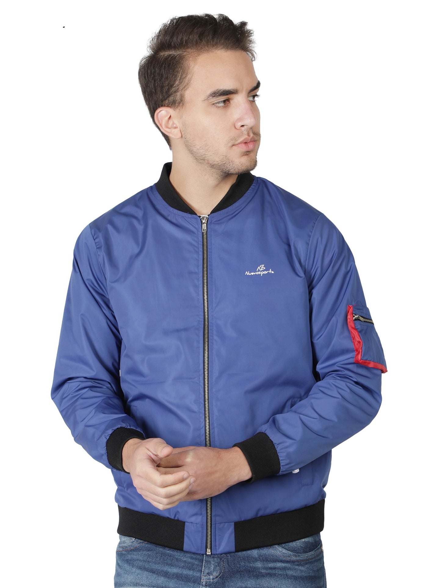 NUEVOSPORTA Men's Winter Solid Blue Windcheater jacket