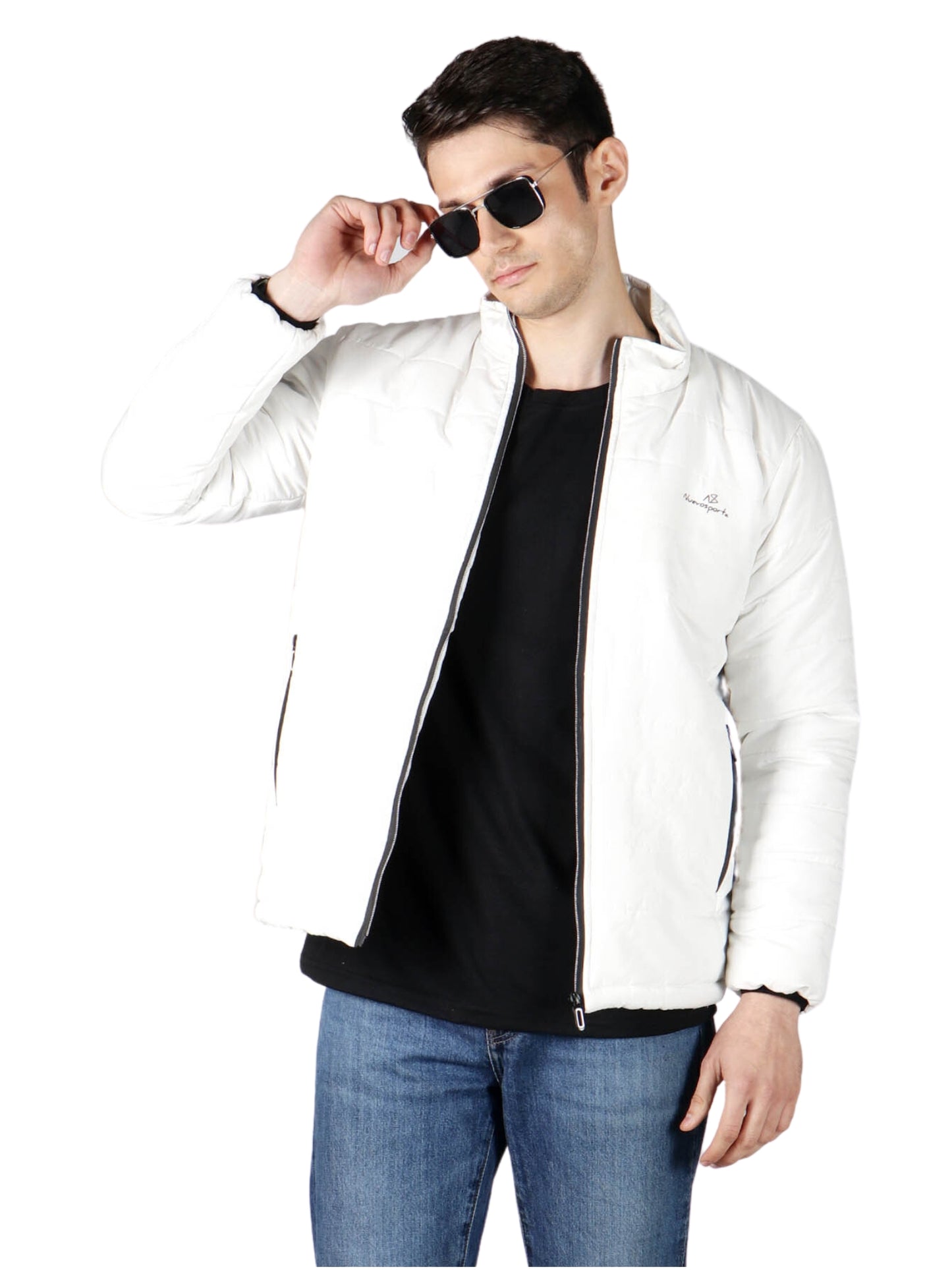 NUEVOSPORTA SOLID WHITE FULL SLEEVE MEN'S PUFFER JACKET