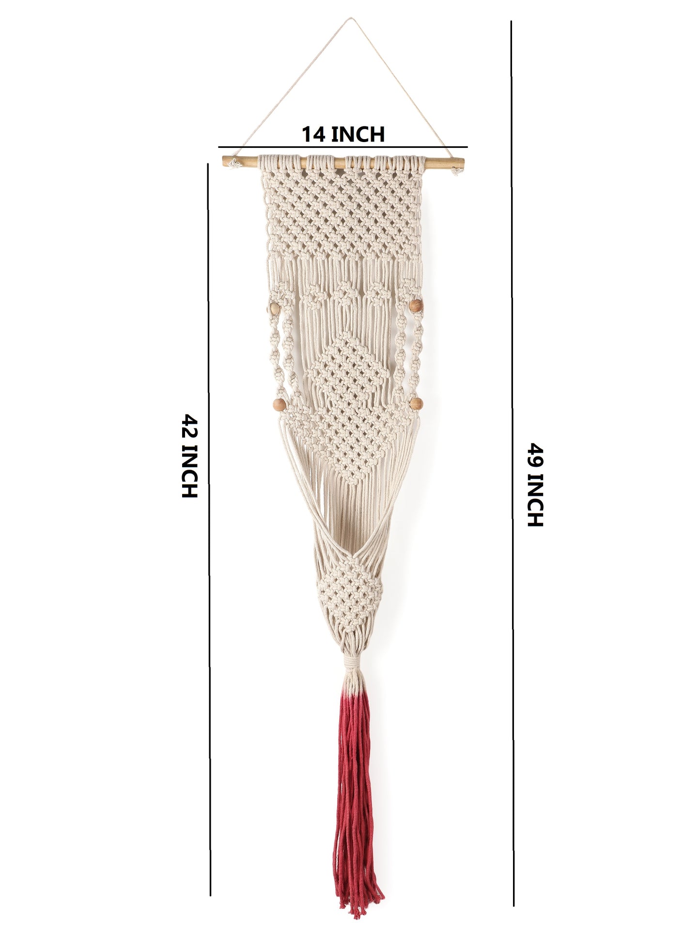 NUEVOSGHAR Macrame Plant Hanger | Boho Plant Holder | Hand Made Crochet Plant Holder | Indoor-Outdoor Wall Hanging Plant Holder | Beige-Pink