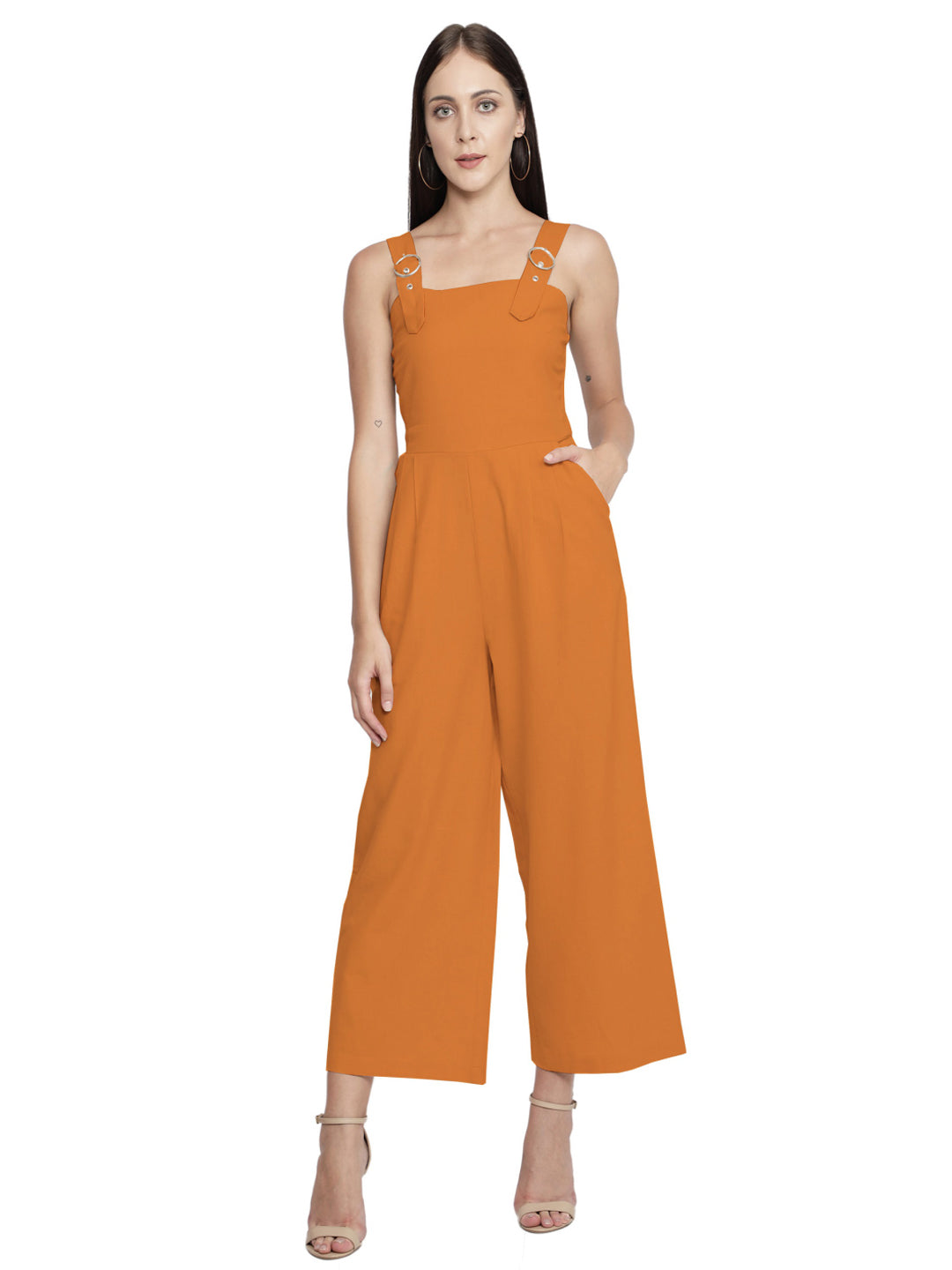 Solid Mustard Cotton Linen Women Jumpsuit freeshipping - NUEVOSDAMAS