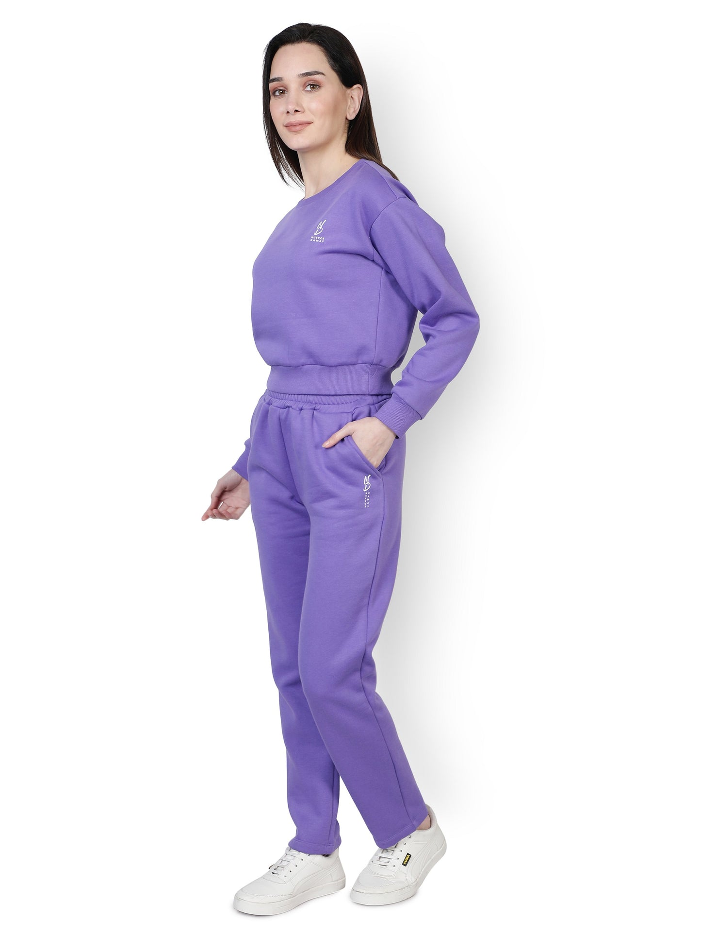 NUEVOSDAMAS Women Purple Full Sleeves Tracksuit