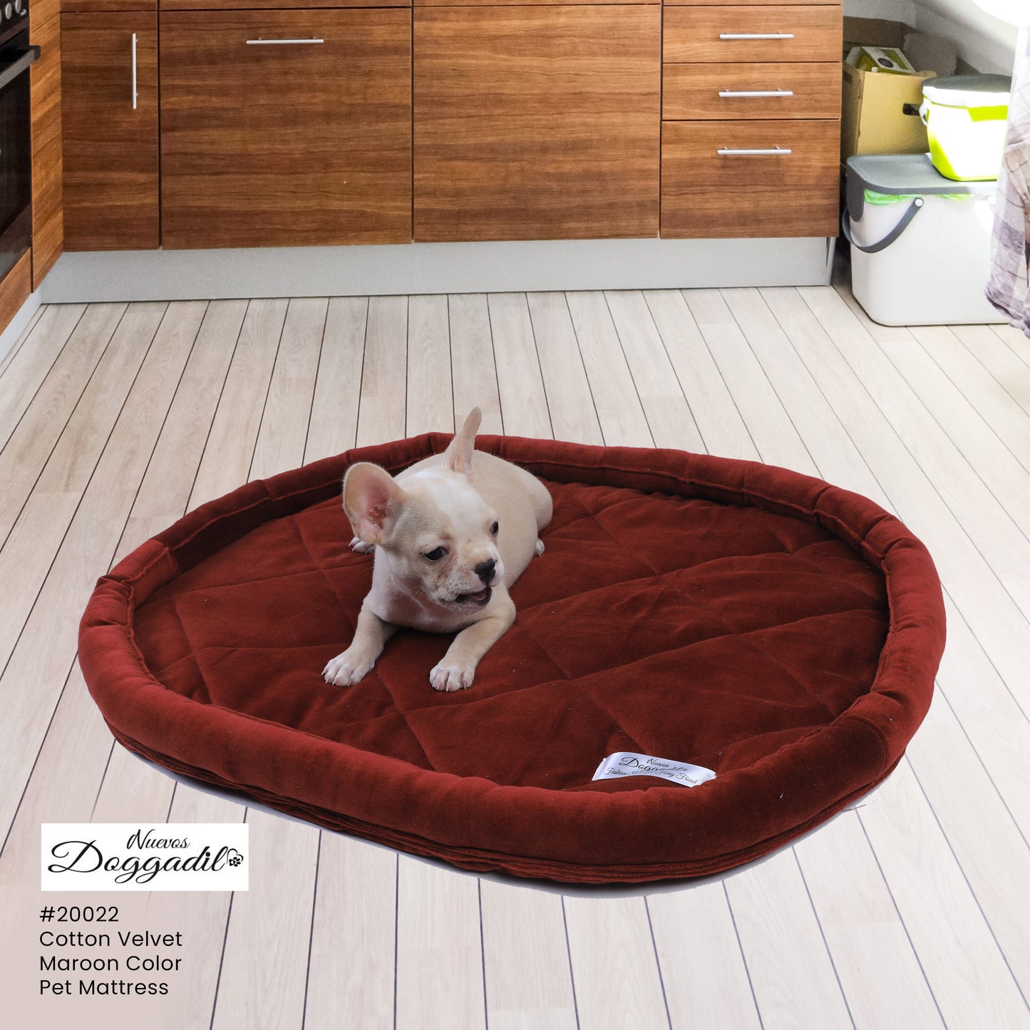 NUEVOS DOGGADIL Velvet Bolster Pet Bed | Washable Padded Pet Bed| Light Weighted Dog Bolster Mat Maroon