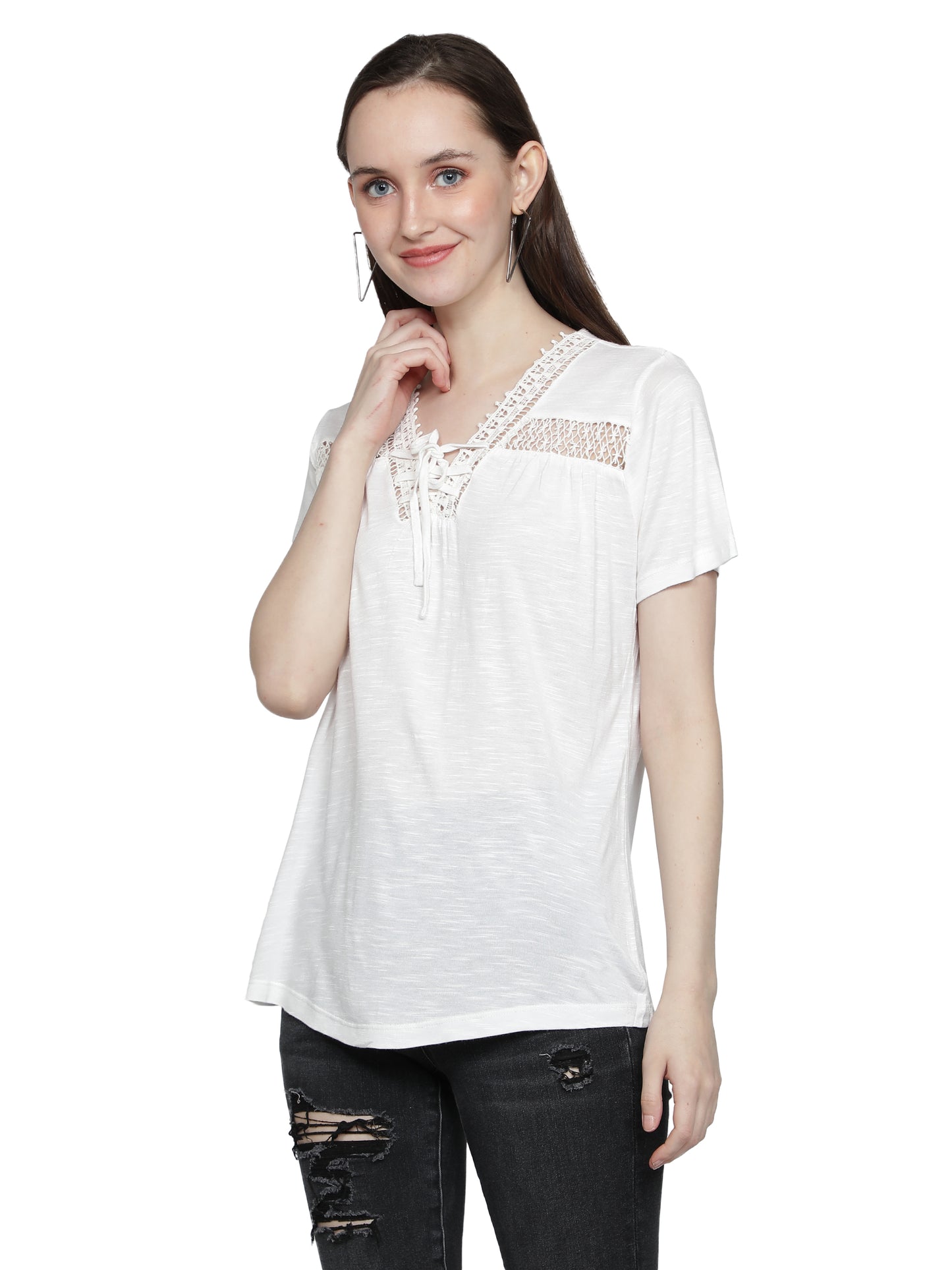 NUEVOSDAMAS Women Cotton Solid White Top