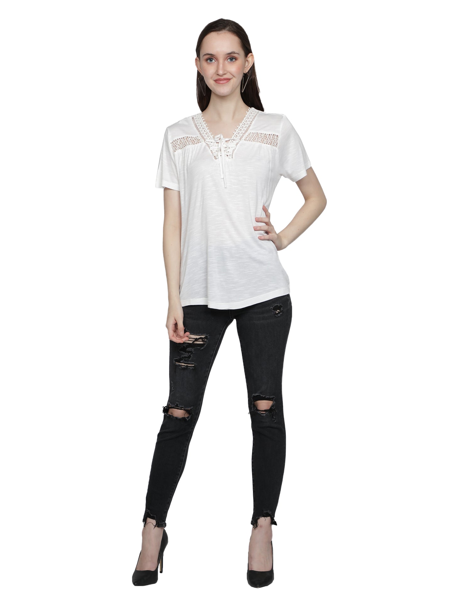 NUEVOSDAMAS Women Cotton Solid White Top