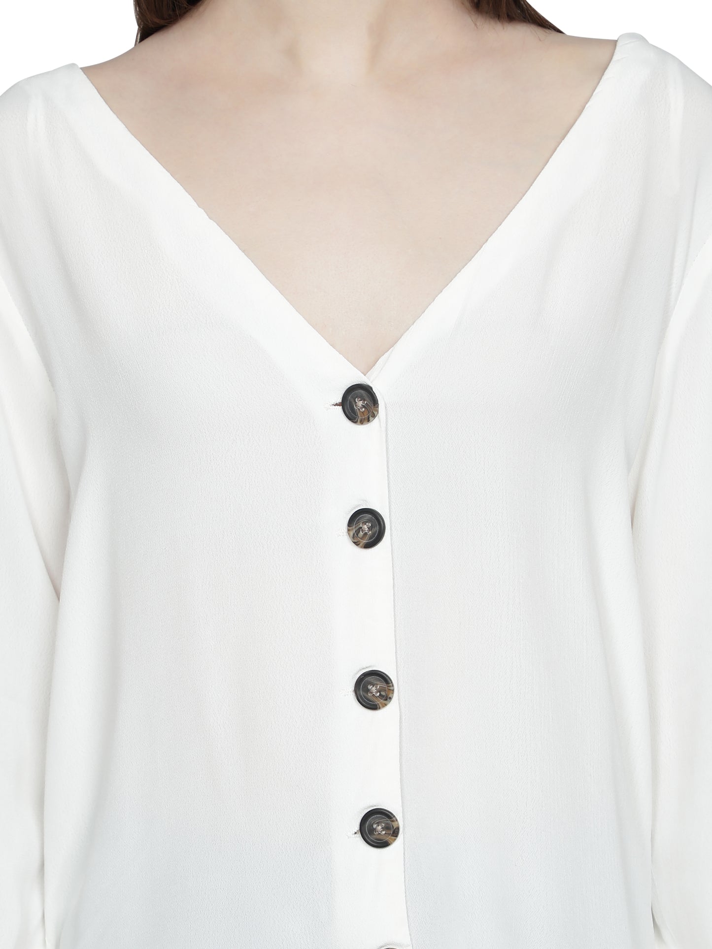 NUEVOSDAMAS Women Rayon Solid White Shirt Top