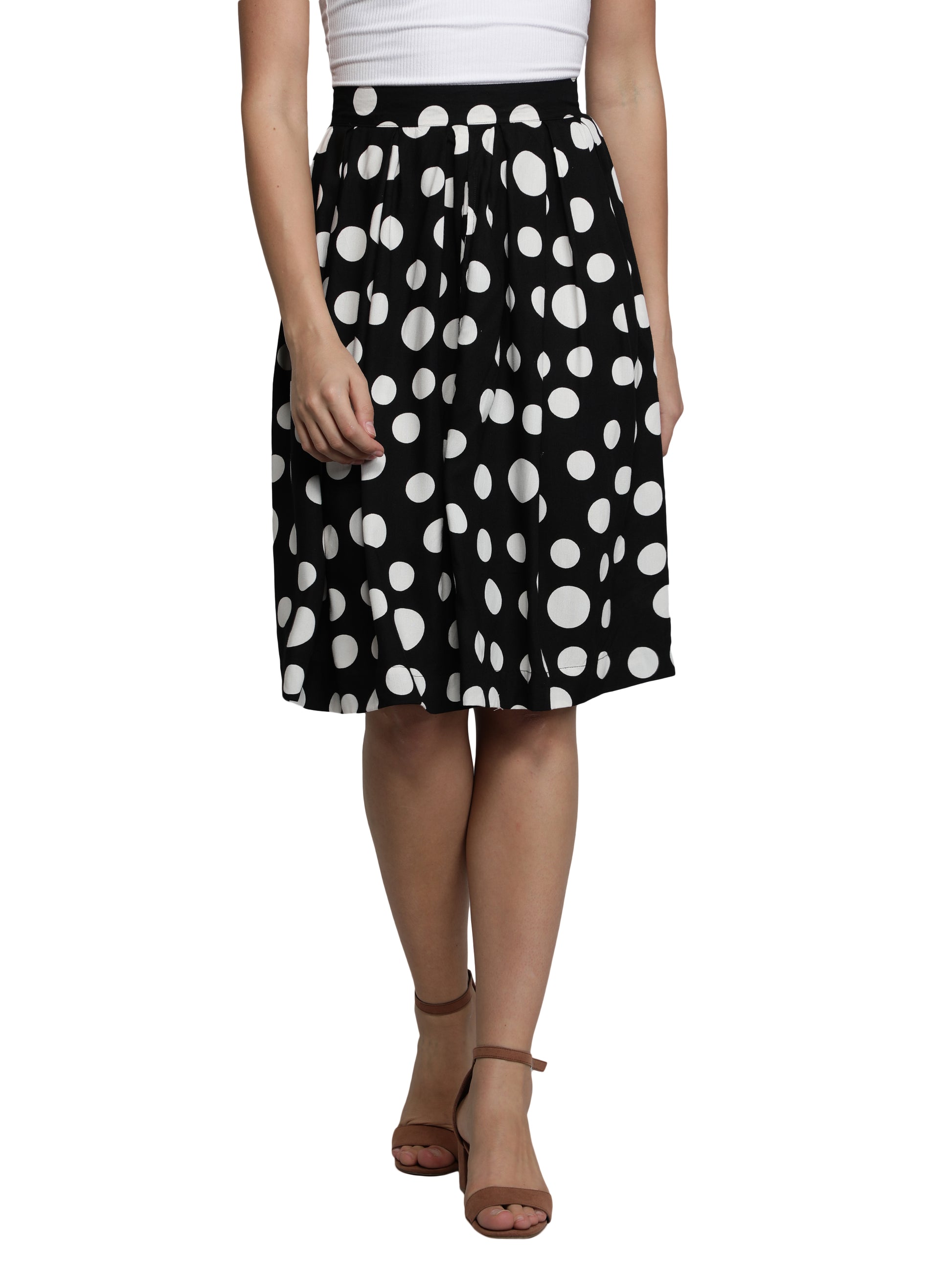 Women Polka Print A-line Black, White Skirt freeshipping - NUEVOSDAMAS