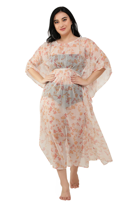 NUEVOSDAMAS Women Chiffon Printed Kaftan