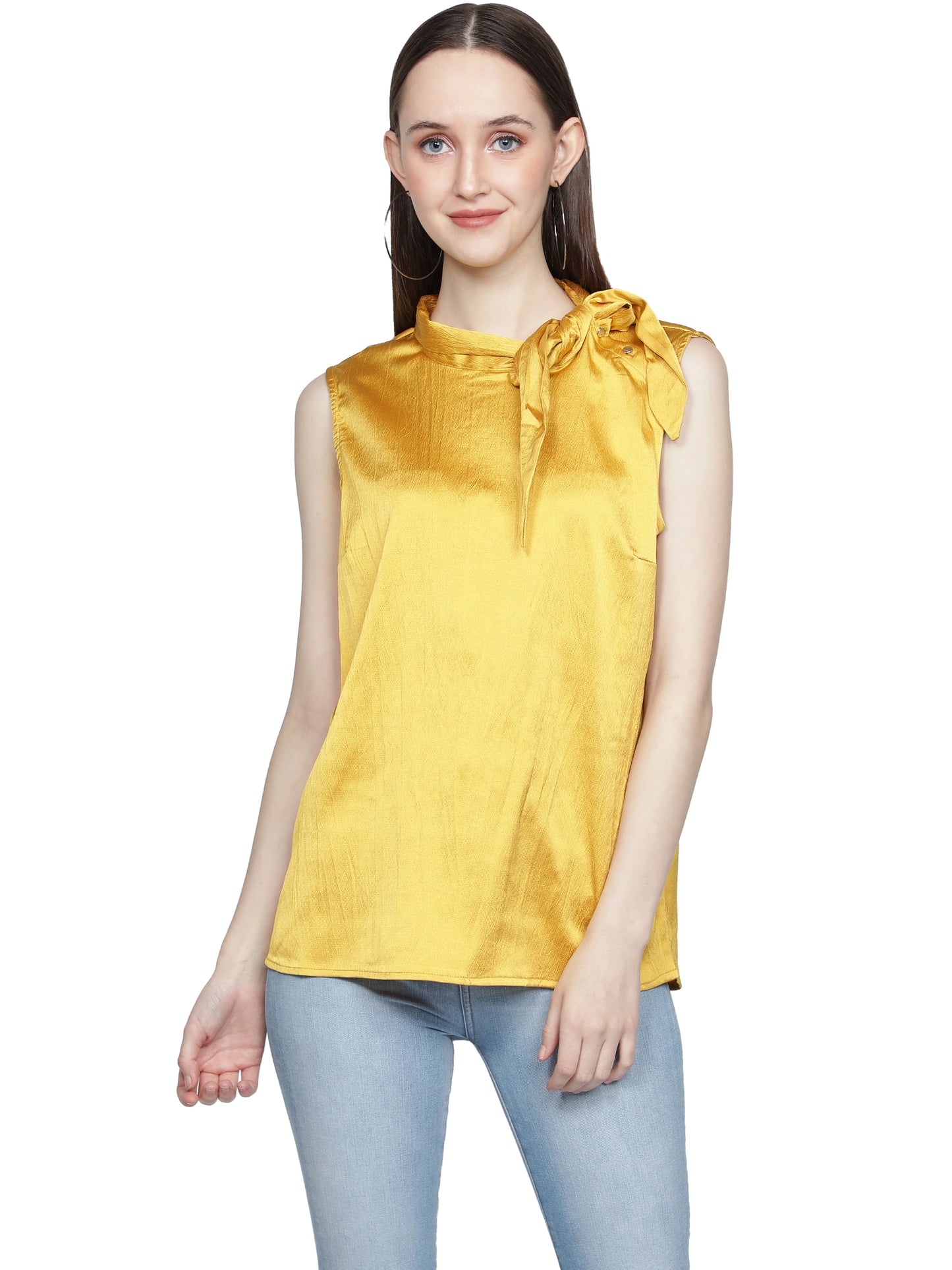 Casual Sleeveless Solid Women Yellow Top freeshipping - NUEVOSDAMAS