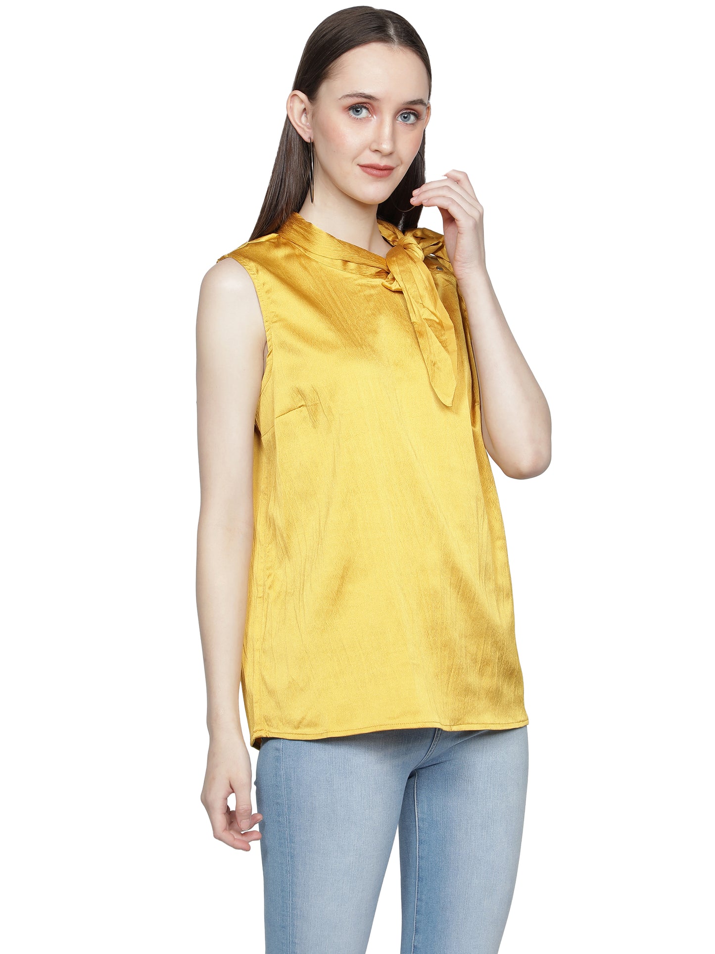 Casual Sleeveless Solid Women Yellow Top freeshipping - NUEVOSDAMAS