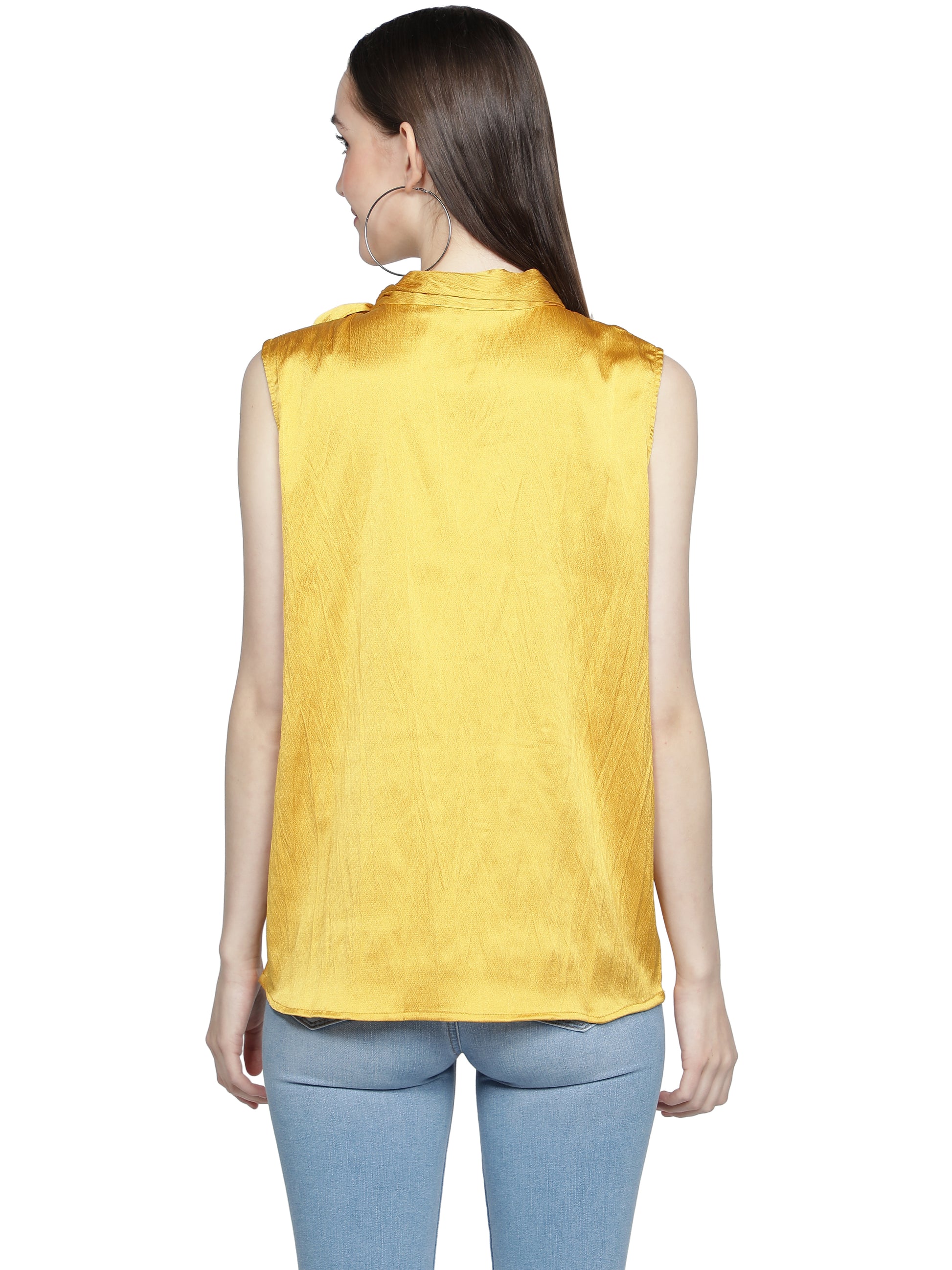 Casual Sleeveless Solid Women Yellow Top freeshipping - NUEVOSDAMAS