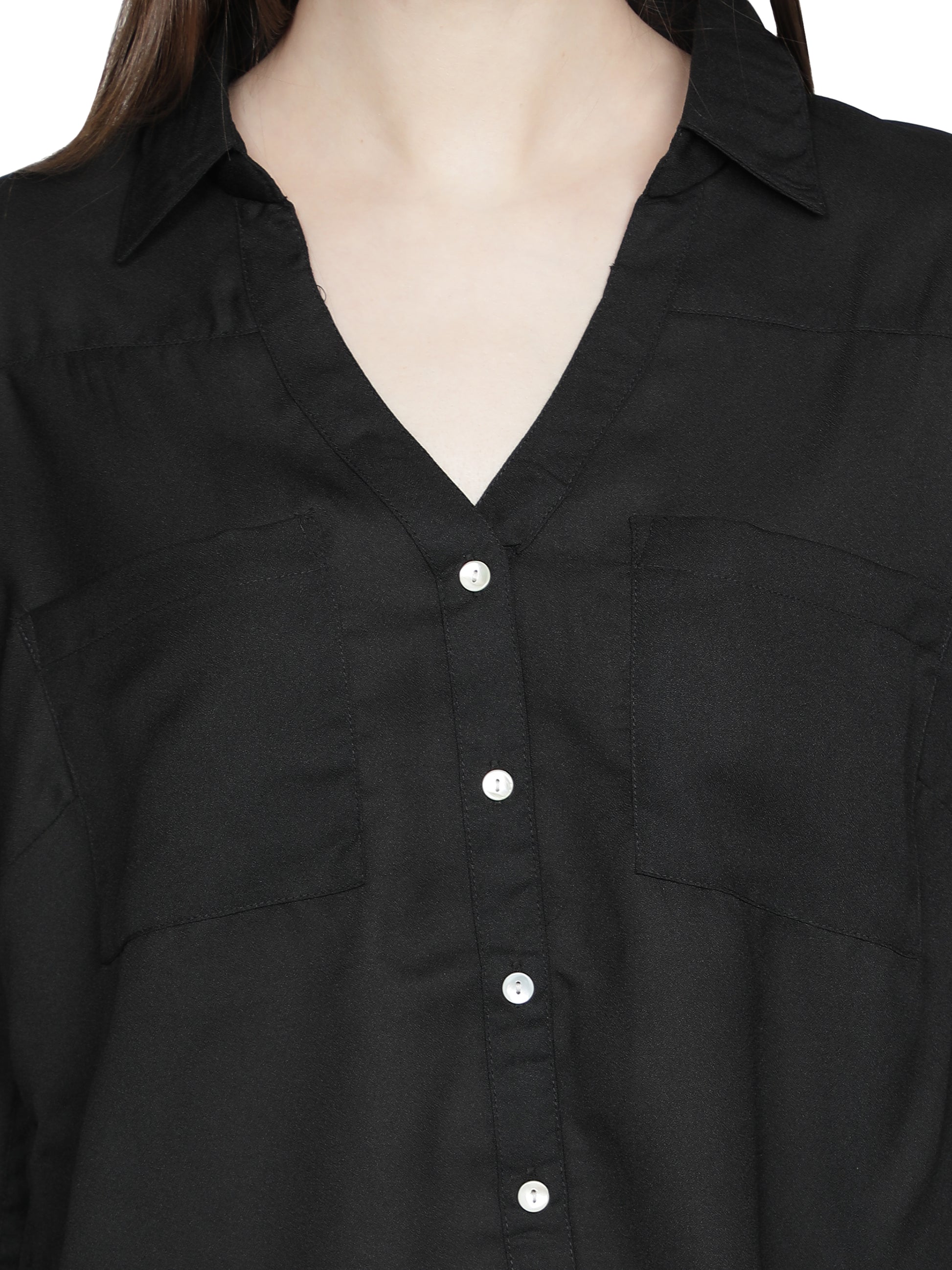 Casual Regular Sleeves Solid Women Black Top freeshipping - NUEVOSDAMAS