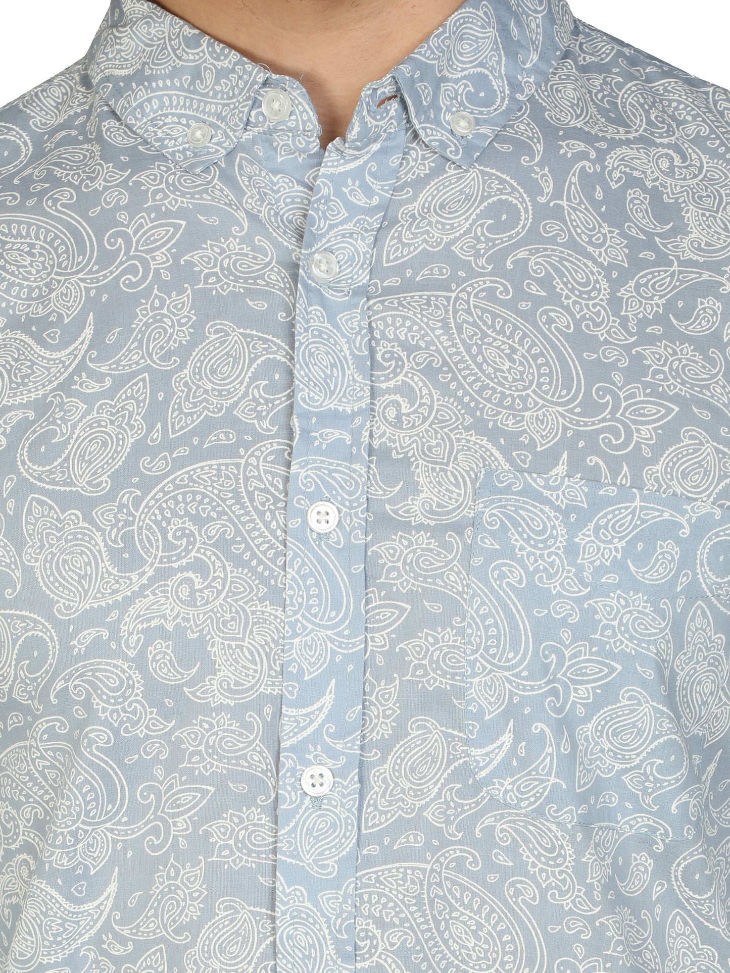 NUEVOSPORTA Rayon Full Sleeve Printed Shirt (Light Blue)