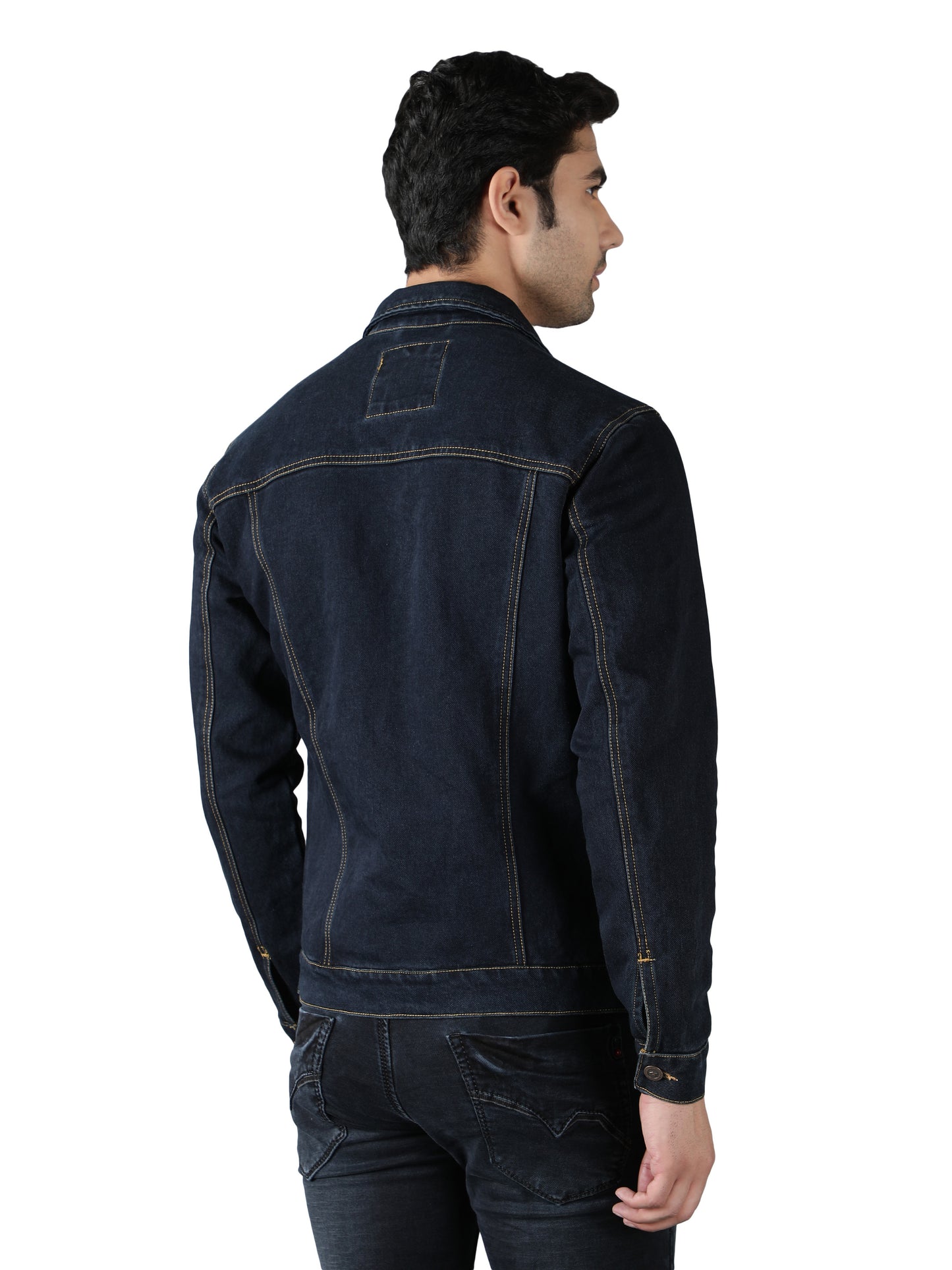 NUEVOSPORTA Men's Winter Wear Solid Dary Blue Denim Jacket