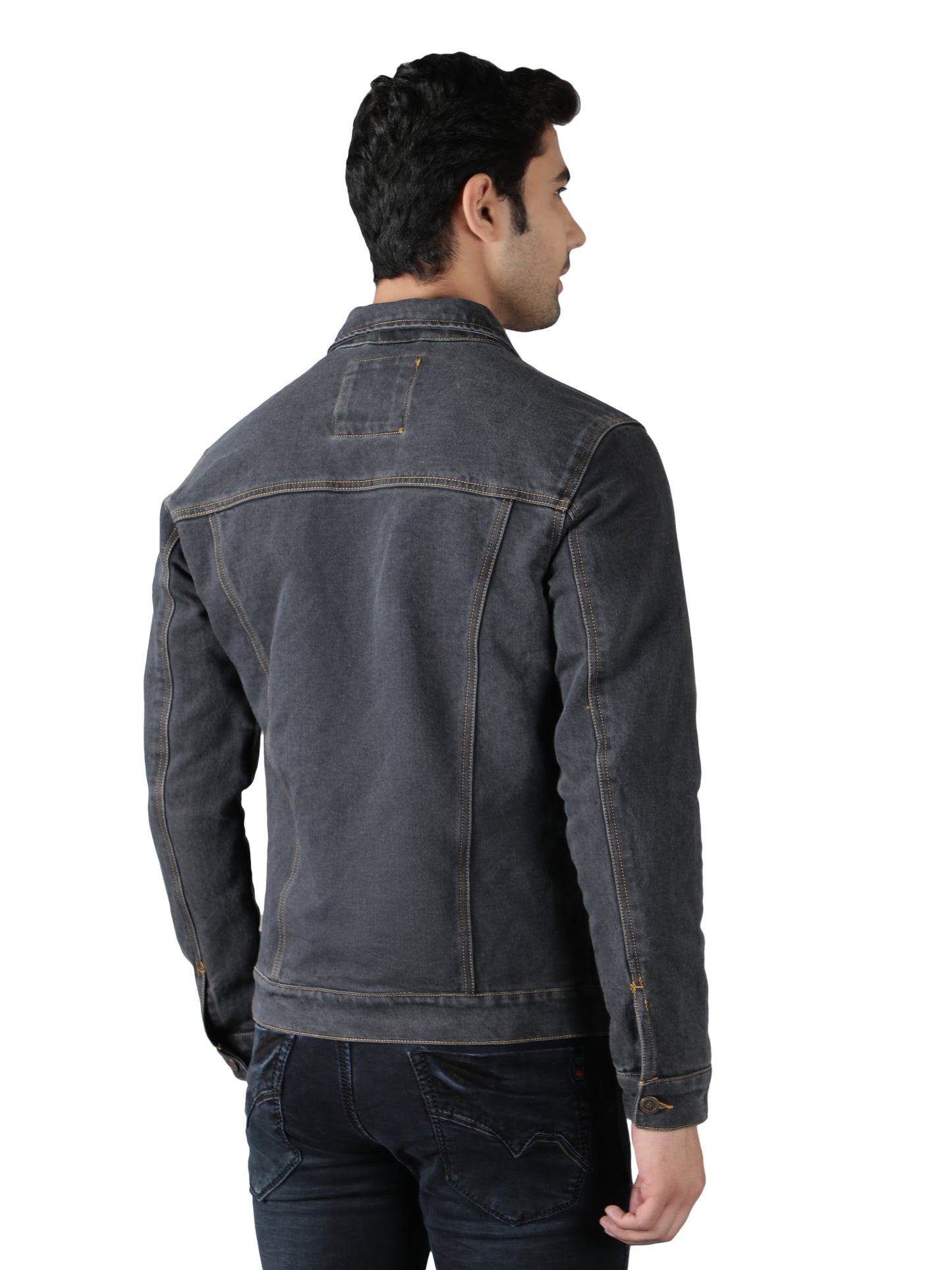 NUEVOSPORTA Men's Winter Wear Solid Grey Denim Jacket