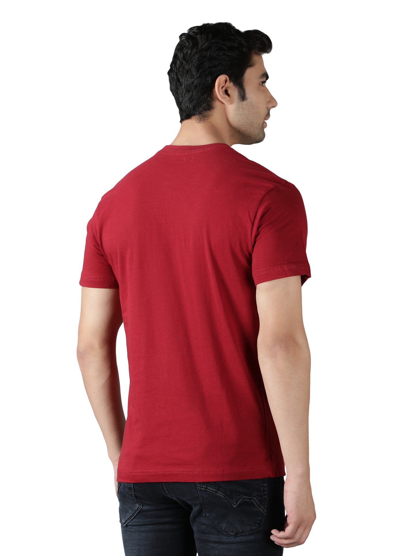 NUEVOSPORTA Men's Cotton Graphic Printed Maroon T-Shirt