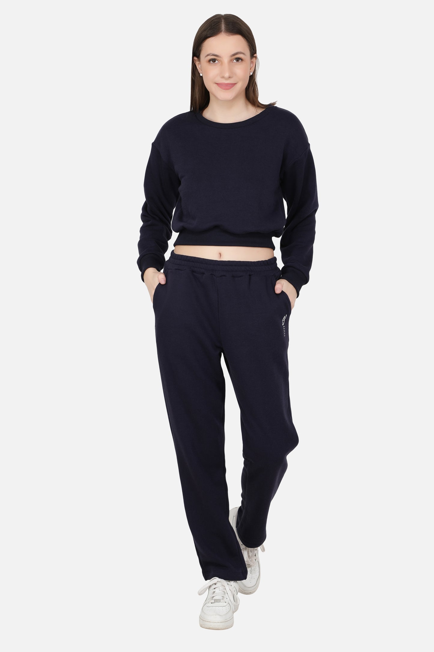 NUEVOSDAMAS Women Blue Full Sleeves Tracksuit