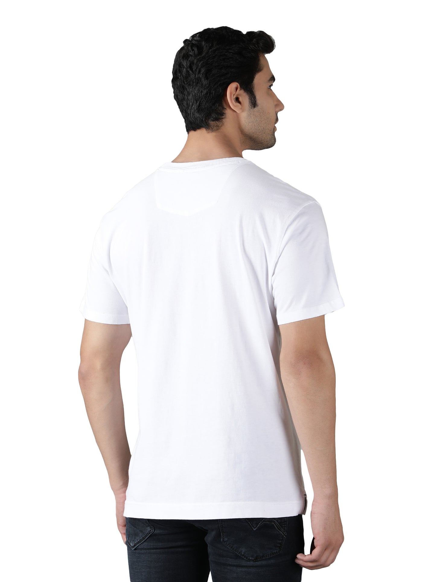 NUEVOSPORTA Men's Cotton Graphic Printed White T-Shirt