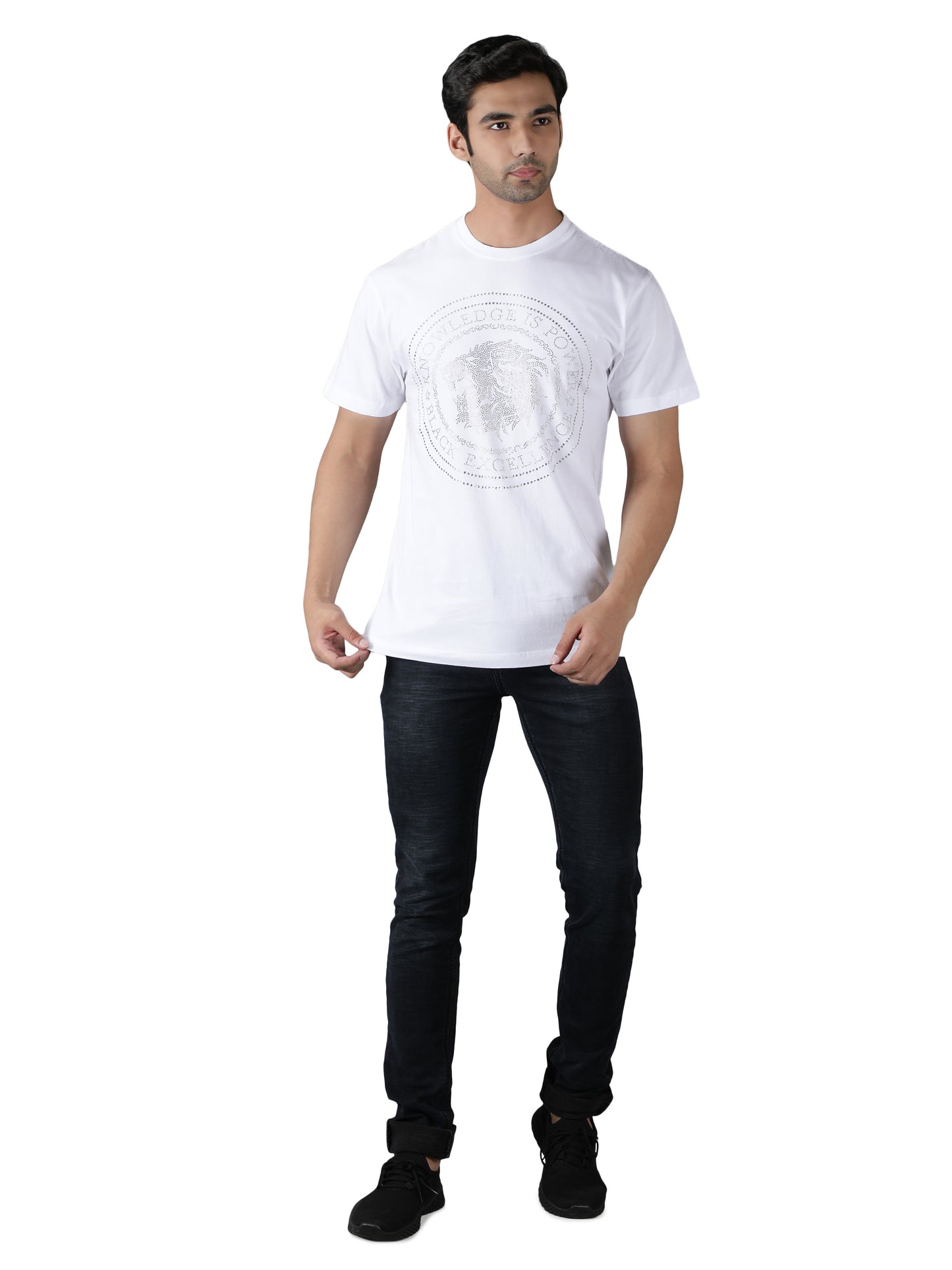 NUEVOSPORTA Men's Cotton Graphic Printed White T-Shirt