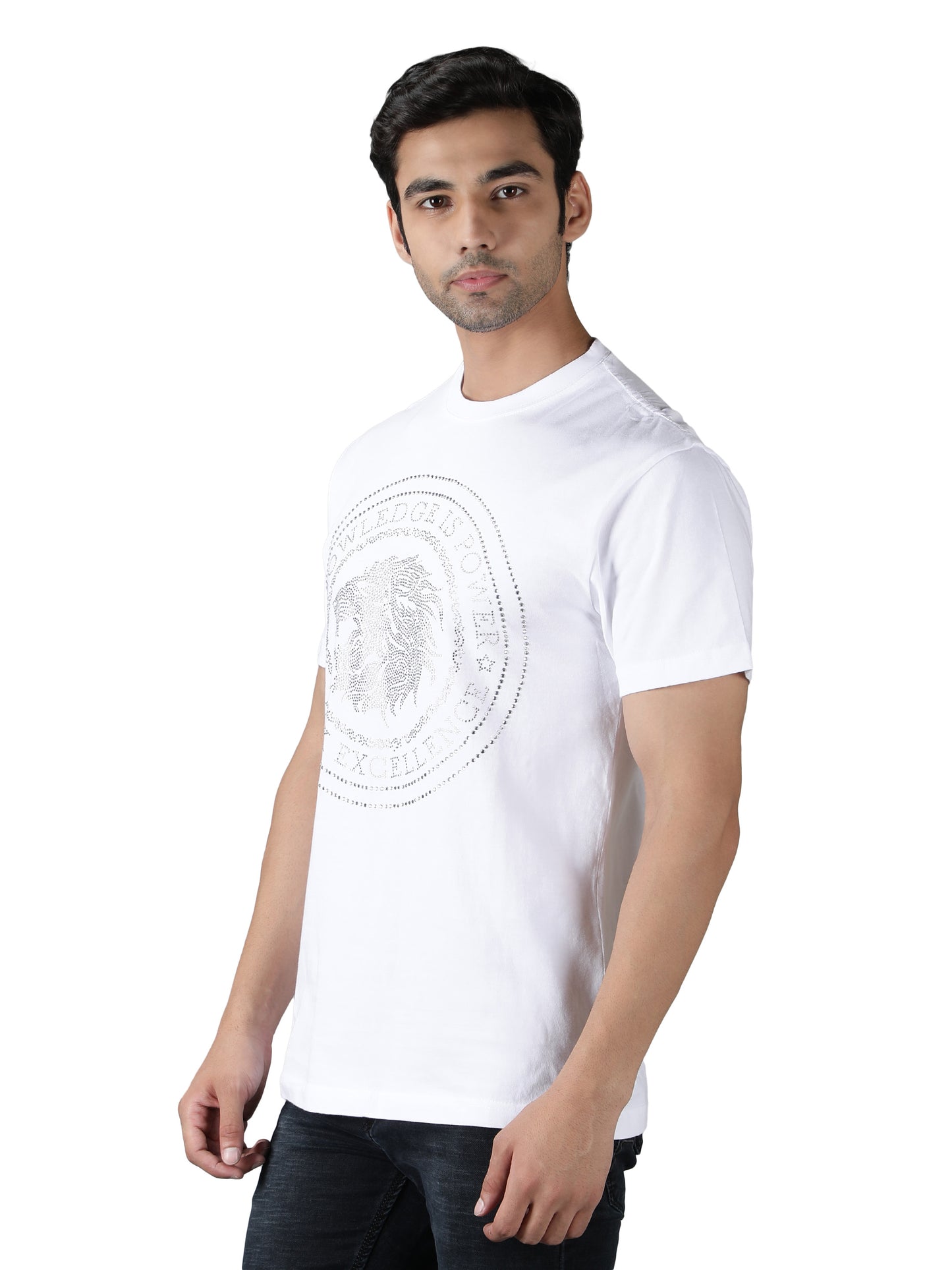 NUEVOSPORTA Men's Cotton Graphic Printed White T-Shirt