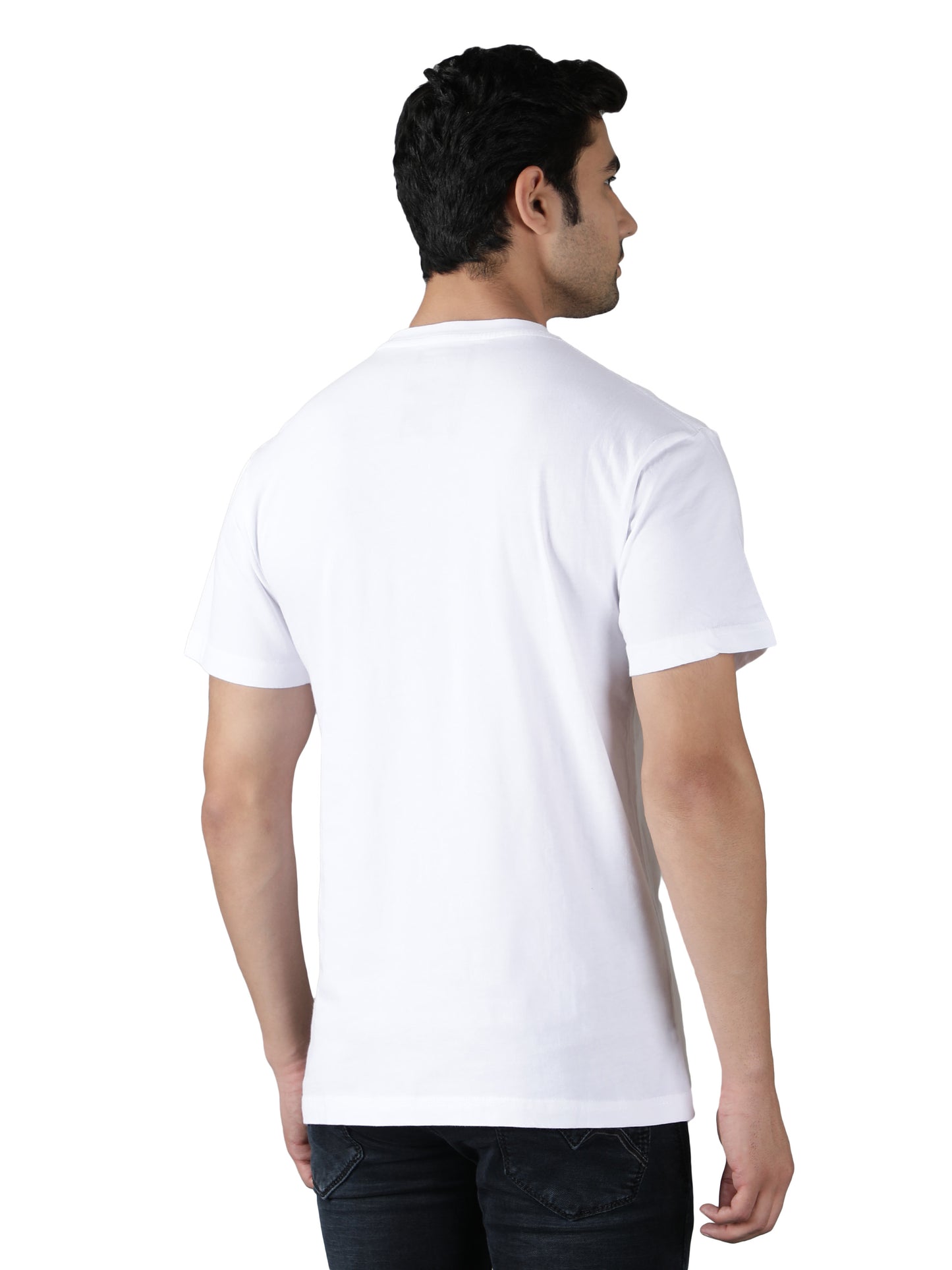 NUEVOSPORTA Men's Cotton Graphic Printed White T-Shirt