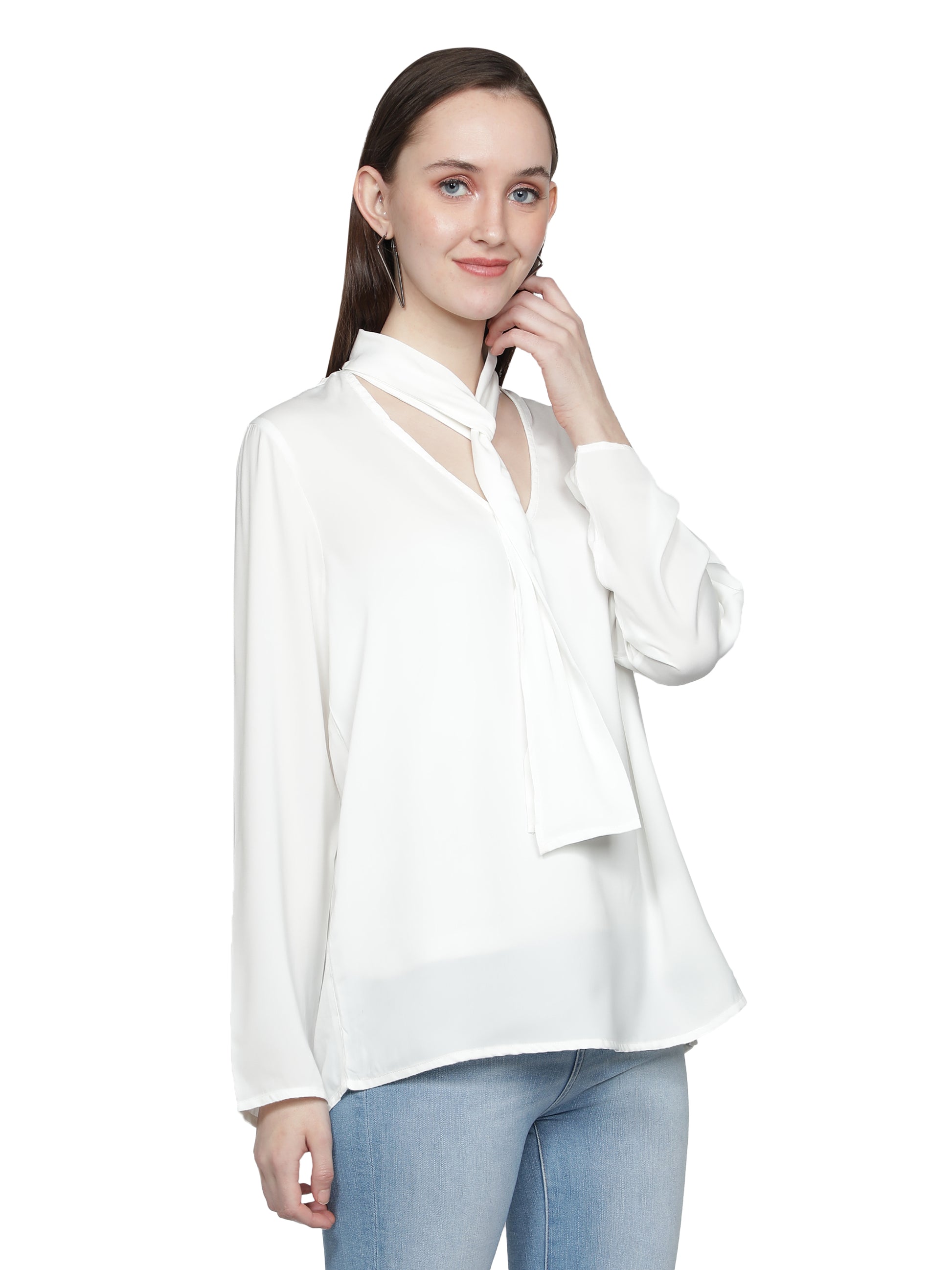 Casual Regular Sleeves Solid Women White Top freeshipping - NUEVOSDAMAS