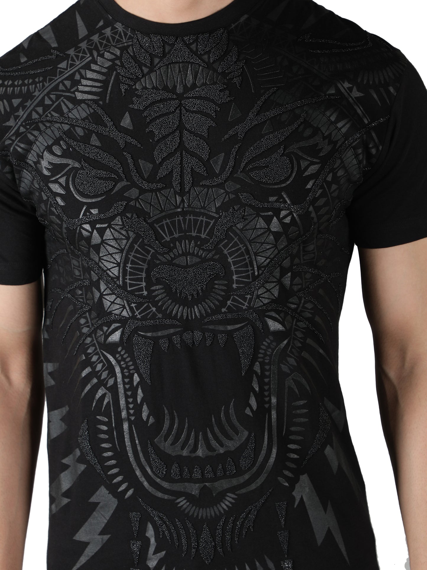 NUEVOSPORTA Men's Cotton Graphic Printed Black T-Shirt